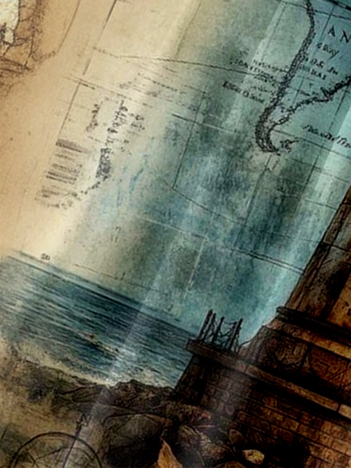 Moisture Wicking Distressed Map Gradient Lighthouse Chest Pocket Holiday Shirt