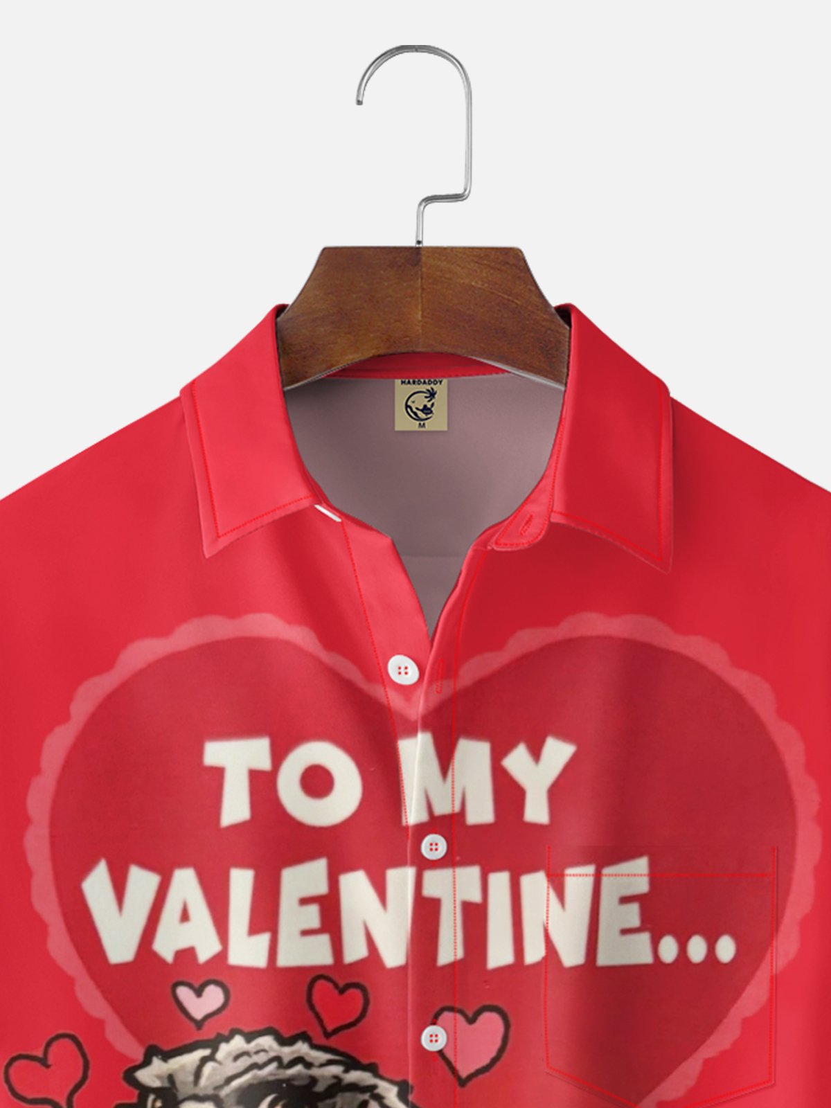 Moisture-wicking Valentine‘s Day Godzilla Chest Pocket Casual Shirt