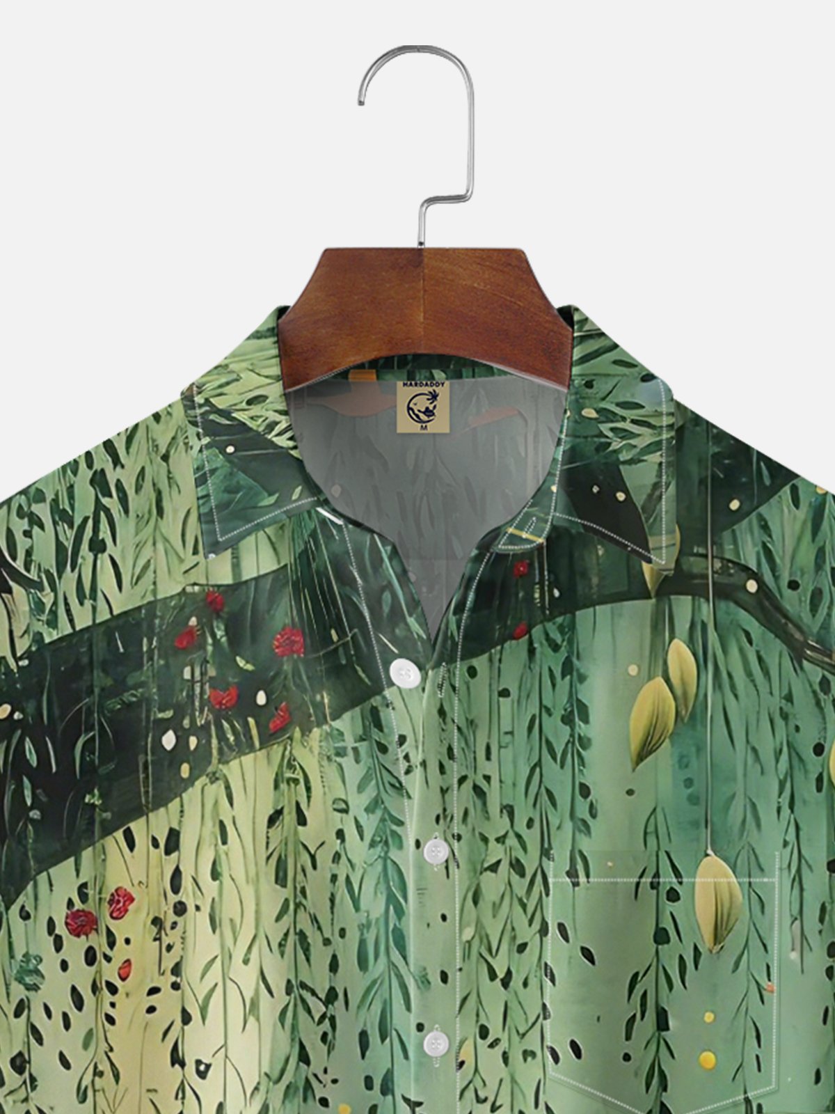 Moisture-wicking Bird Under the Tree Design Chest Pocket Hawaiian Shirt