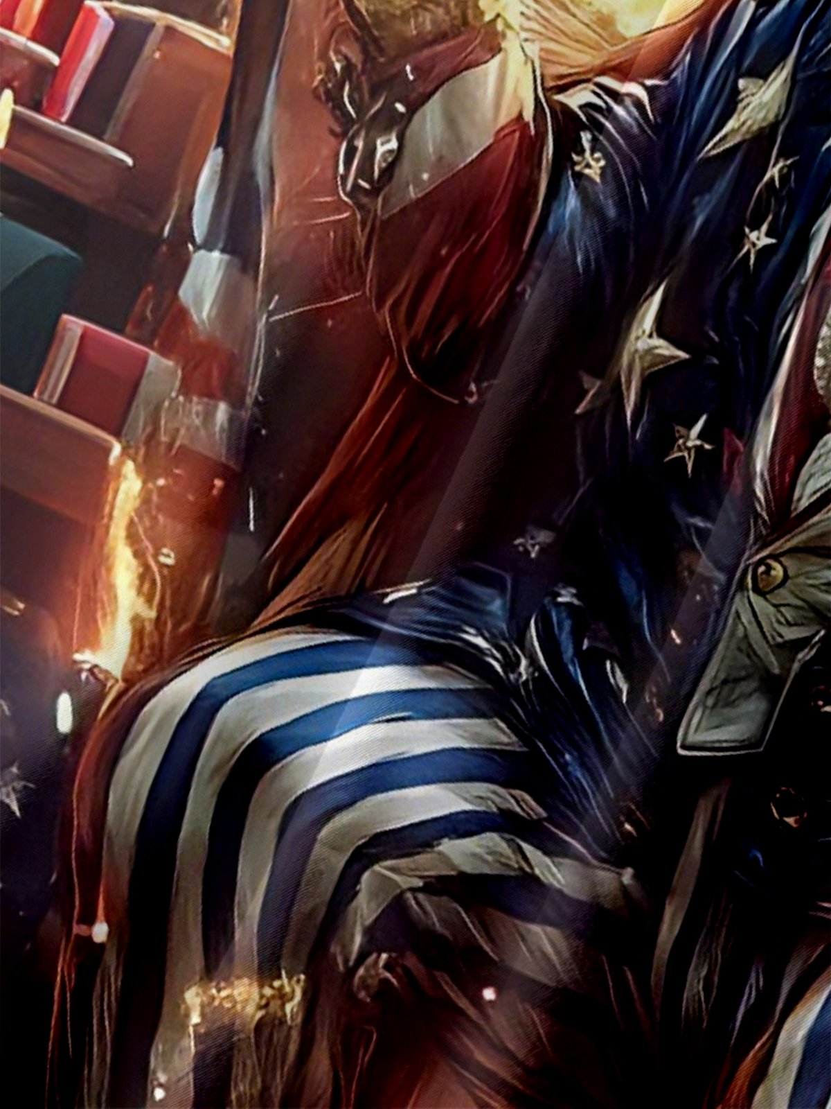 Moisture Wicking Gradient New Year Fireworks Eagle American Flag Chest Pocket Holiday Shirt