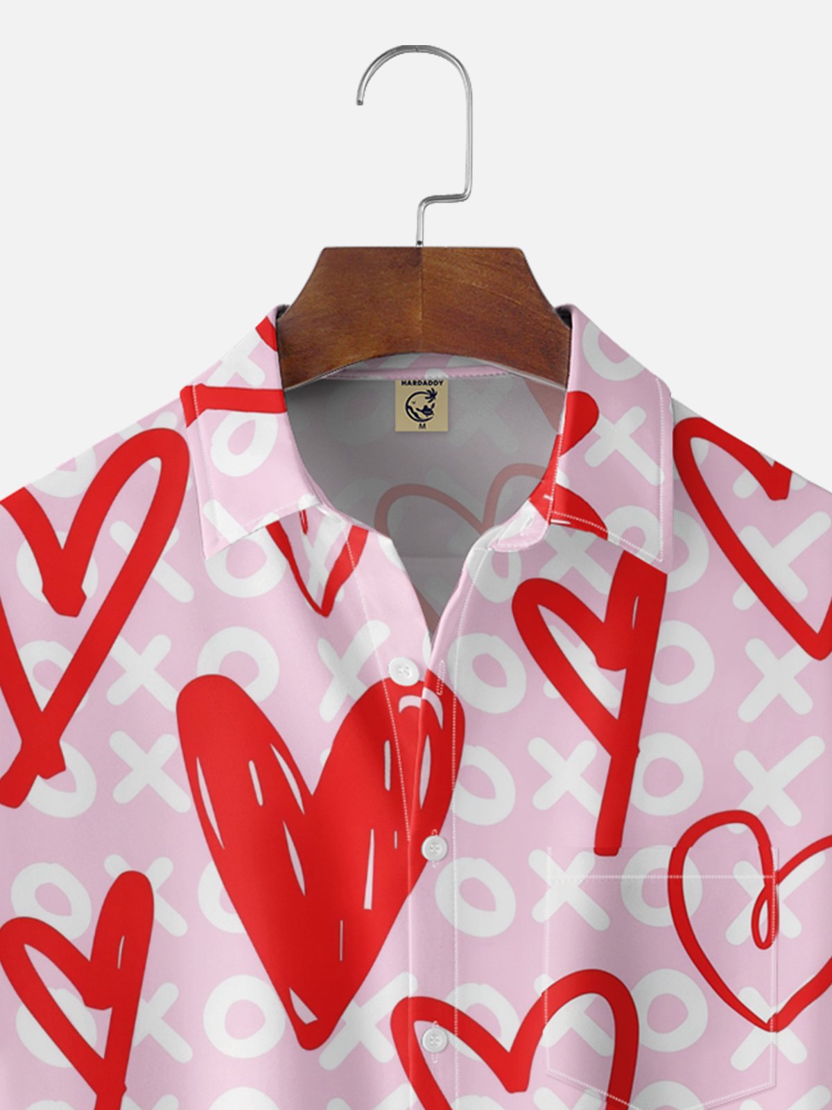 Moisture-wicking Valentine‘s Day Heart Chest Pocket Casual Shirt