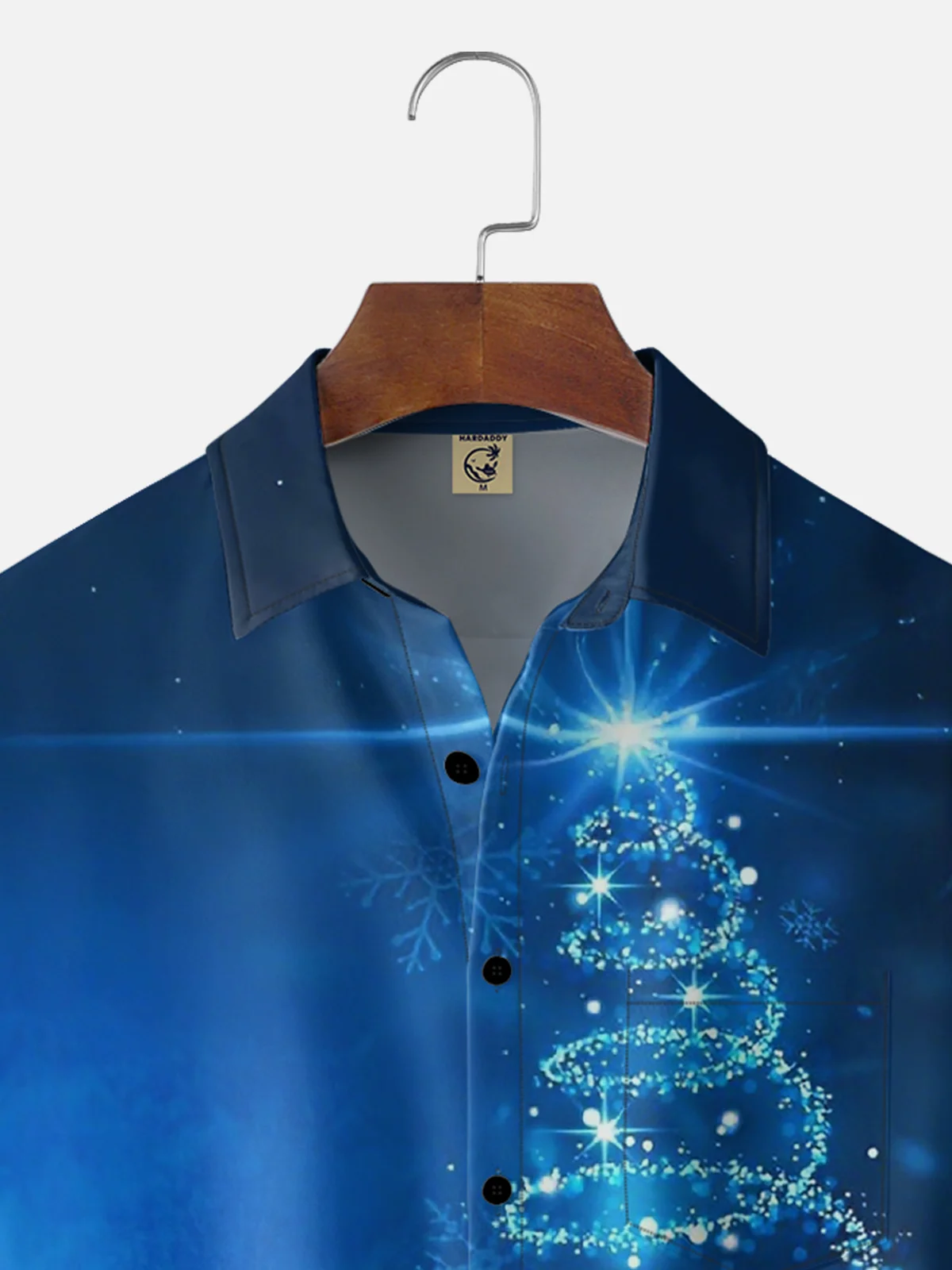 Moisture Wicking Abstract Gradient Color Christmas Tree Chest Pocket Holiday Shirt