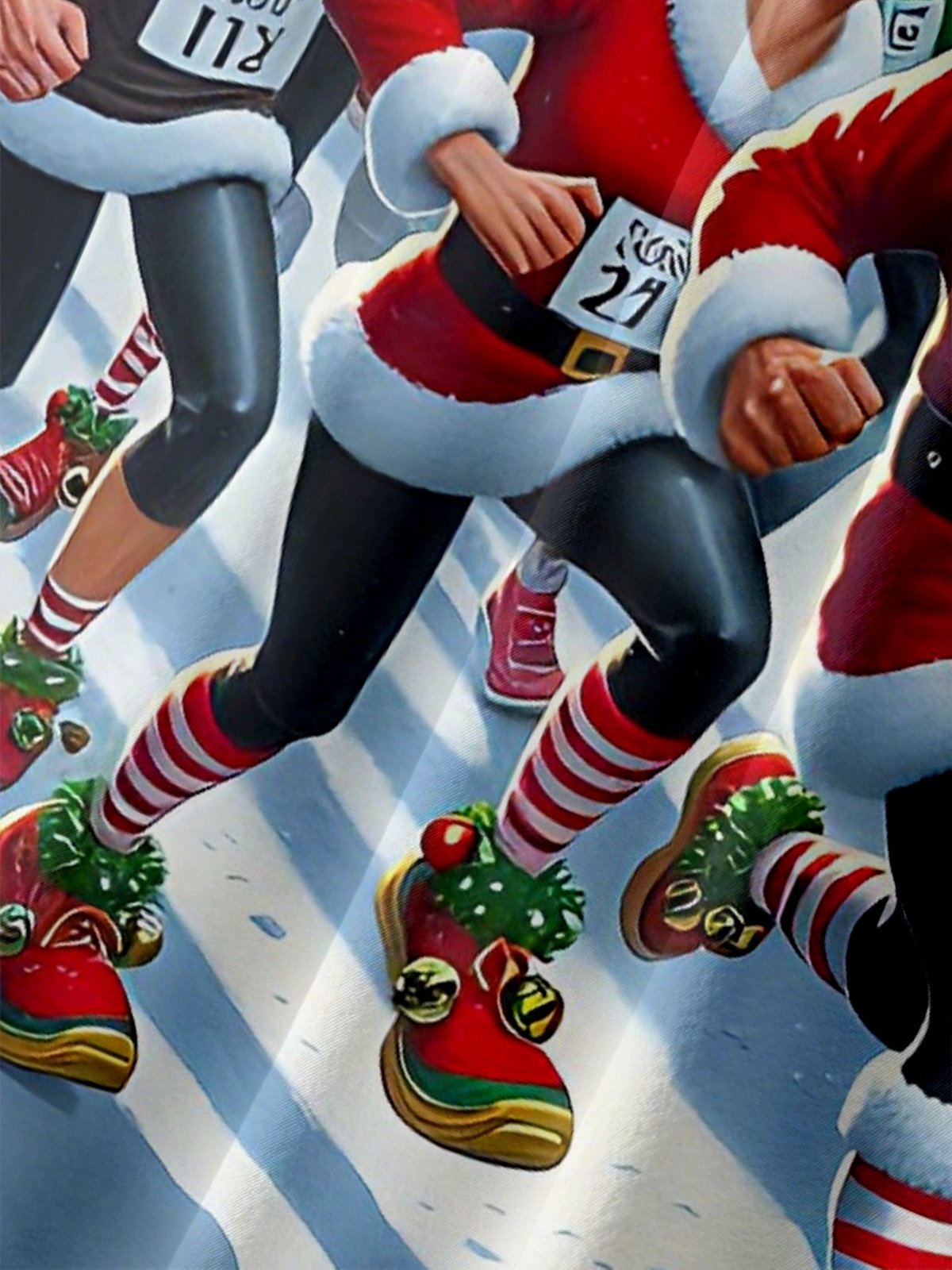 Moisture Wicking Marathon Santa Claus Beer Cheest Pocket Holiday Shirt