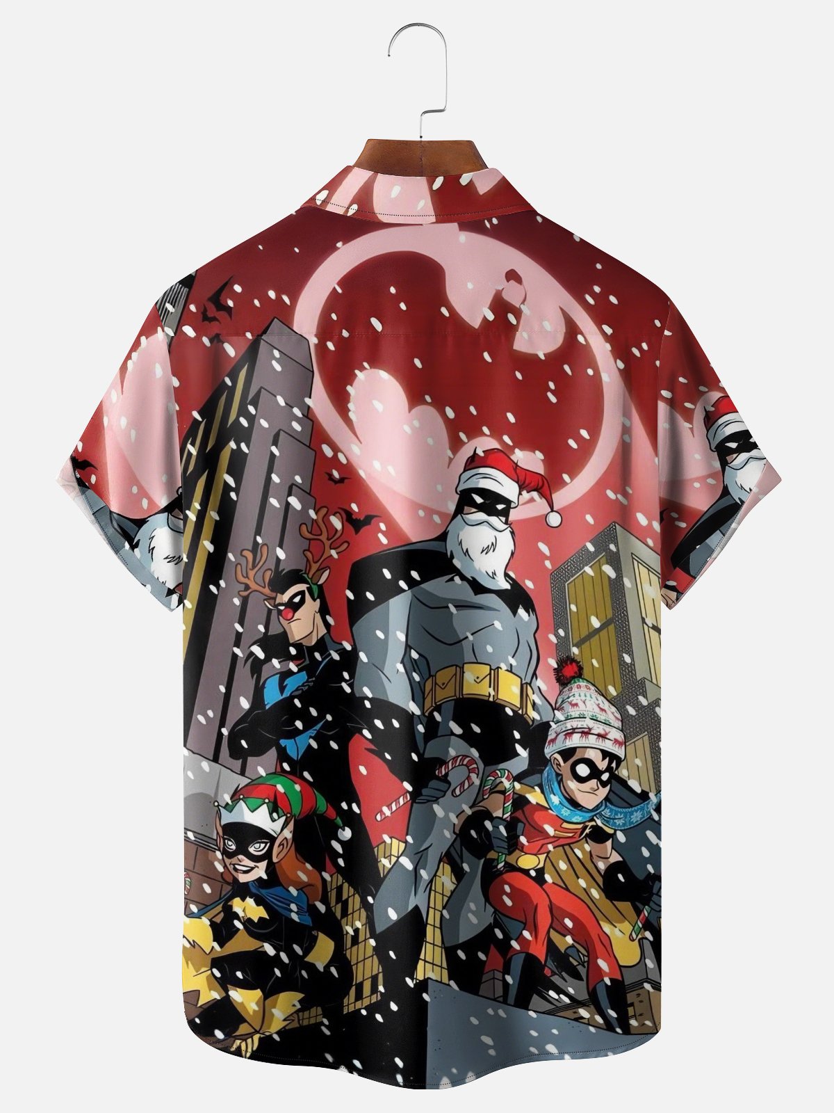 Moisture Wicking Superhero Santa Hat Chest Pocket Holiday Shirt