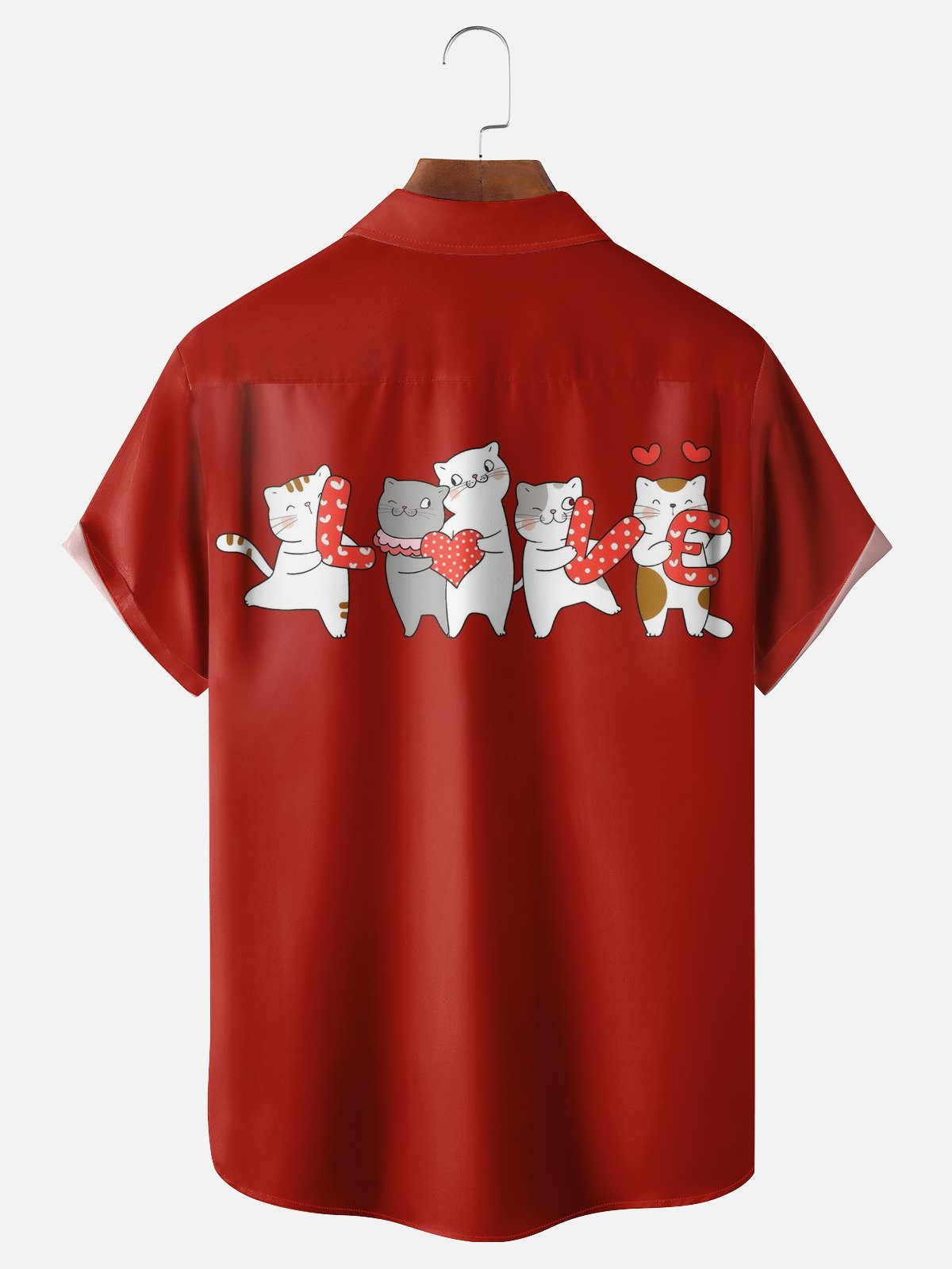 Moisture-wicking Valentine‘s Day Cats Love Chest Pocket Casual Shirt