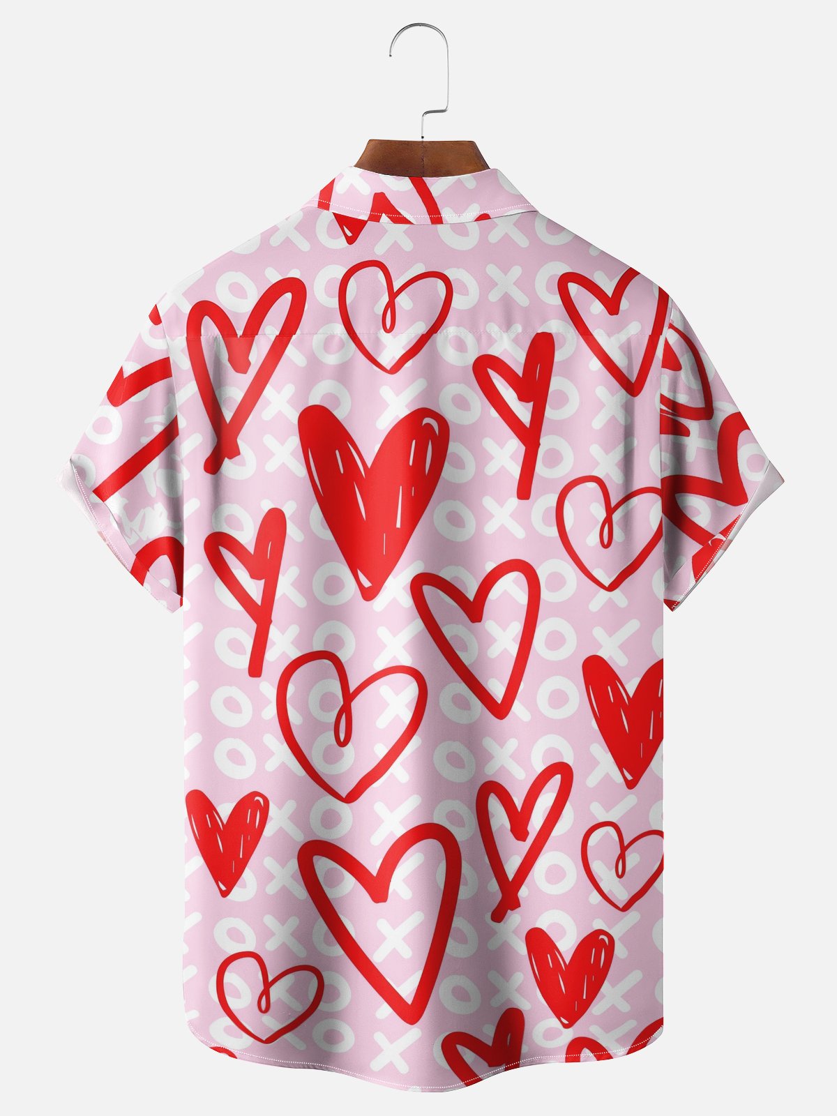 Moisture-wicking Valentine‘s Day Heart Chest Pocket Casual Shirt