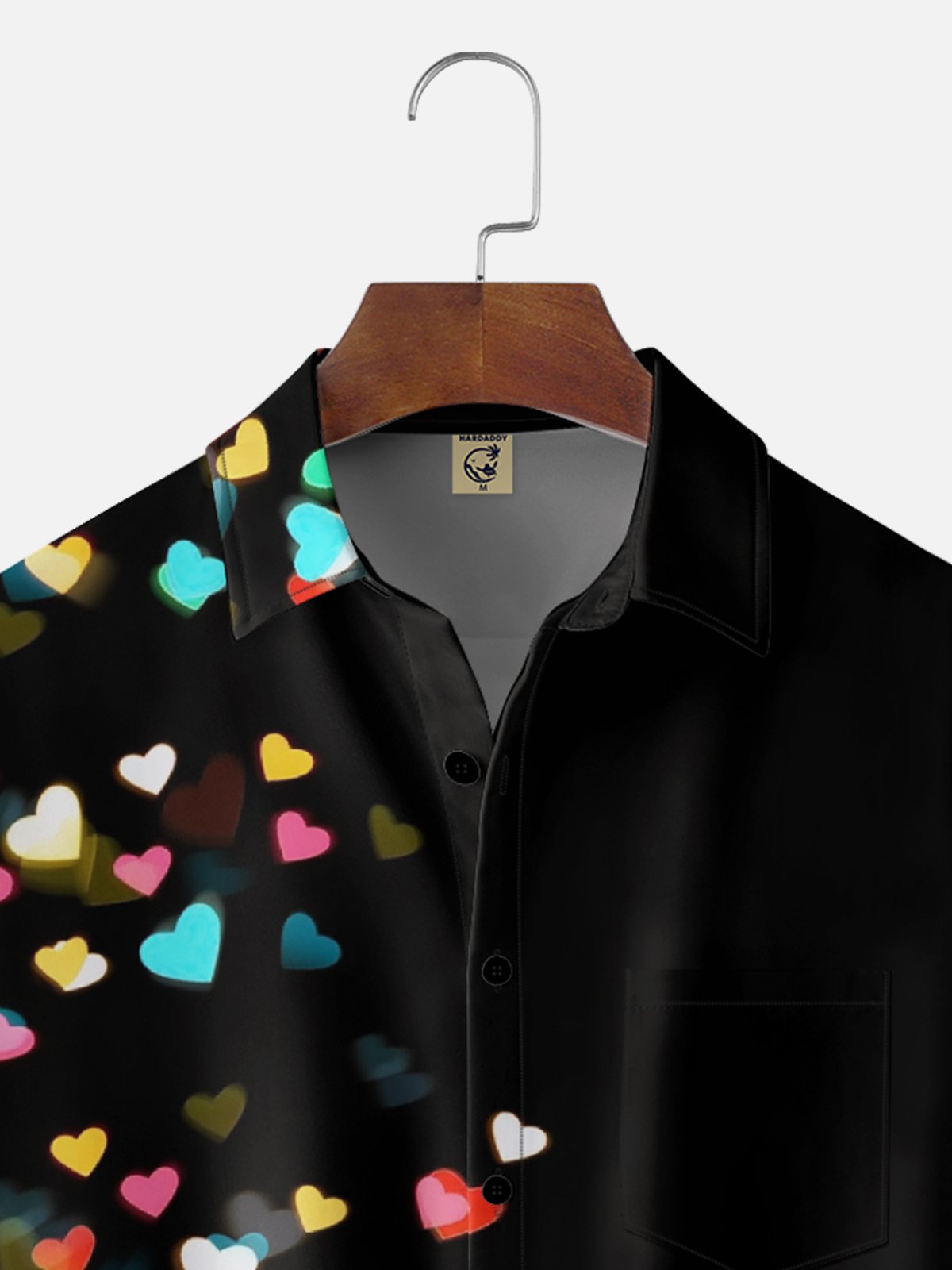 Moisture-wicking New Year Valentine's Day Heart Chest Pocket Casual Shirt