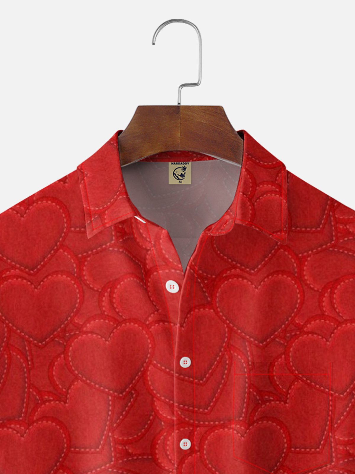 Moisture-wicking Valentine‘s Day Heart Chest Pocket Casual Shirt