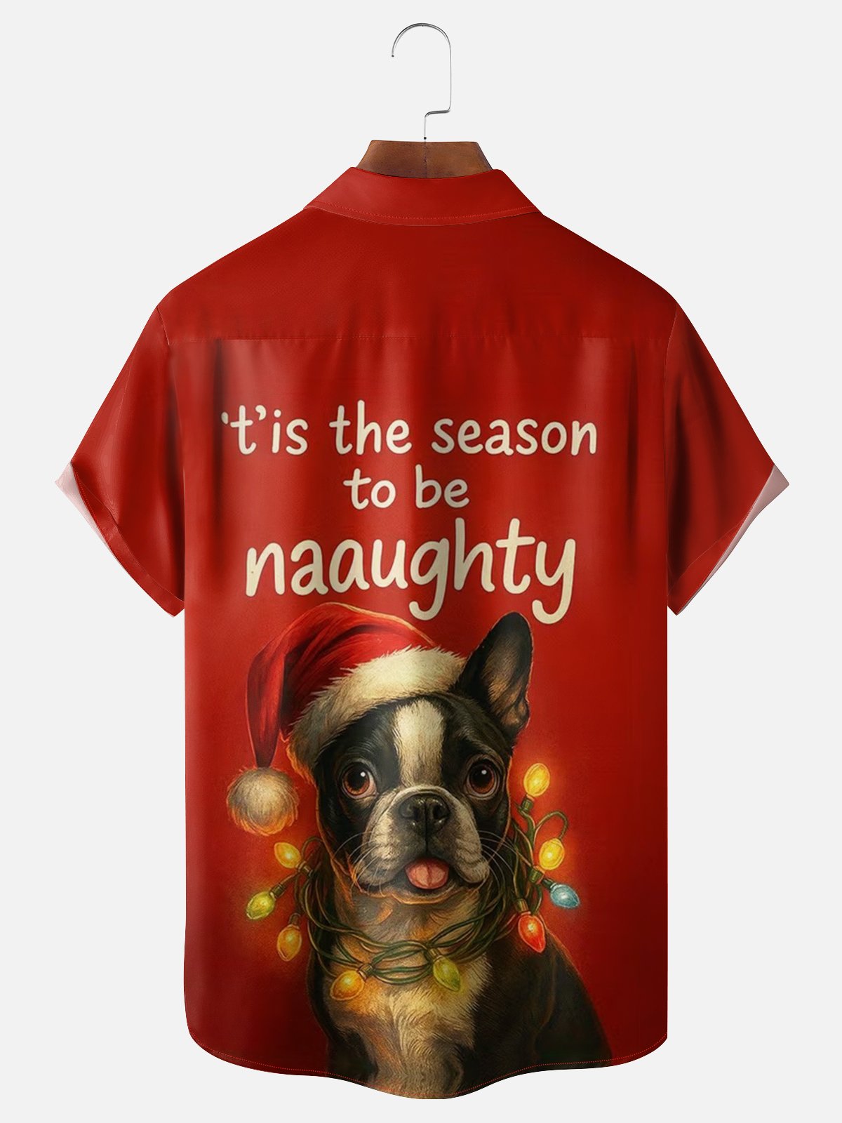 Moisture Wicking Fun Christmas Dog Chest Pocket Holiday Shirt