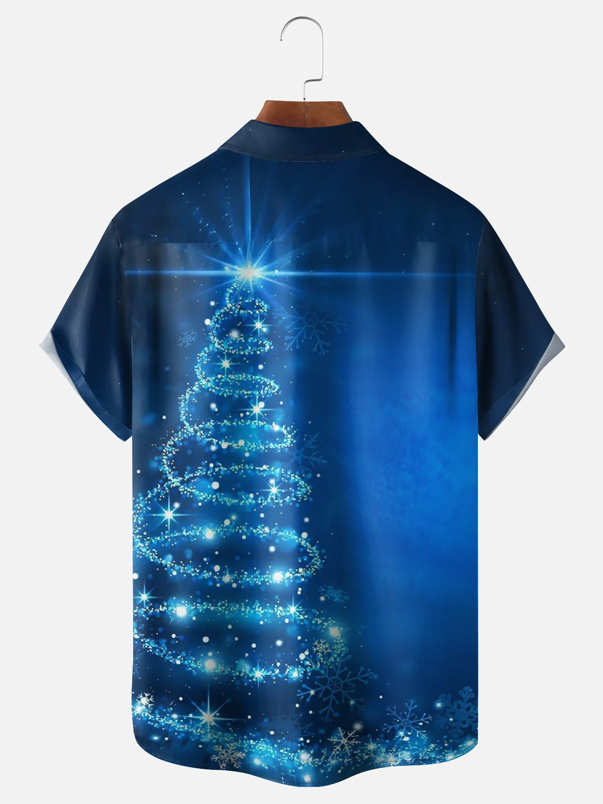 Moisture Wicking Abstract Gradient Color Christmas Tree Chest Pocket Holiday Shirt