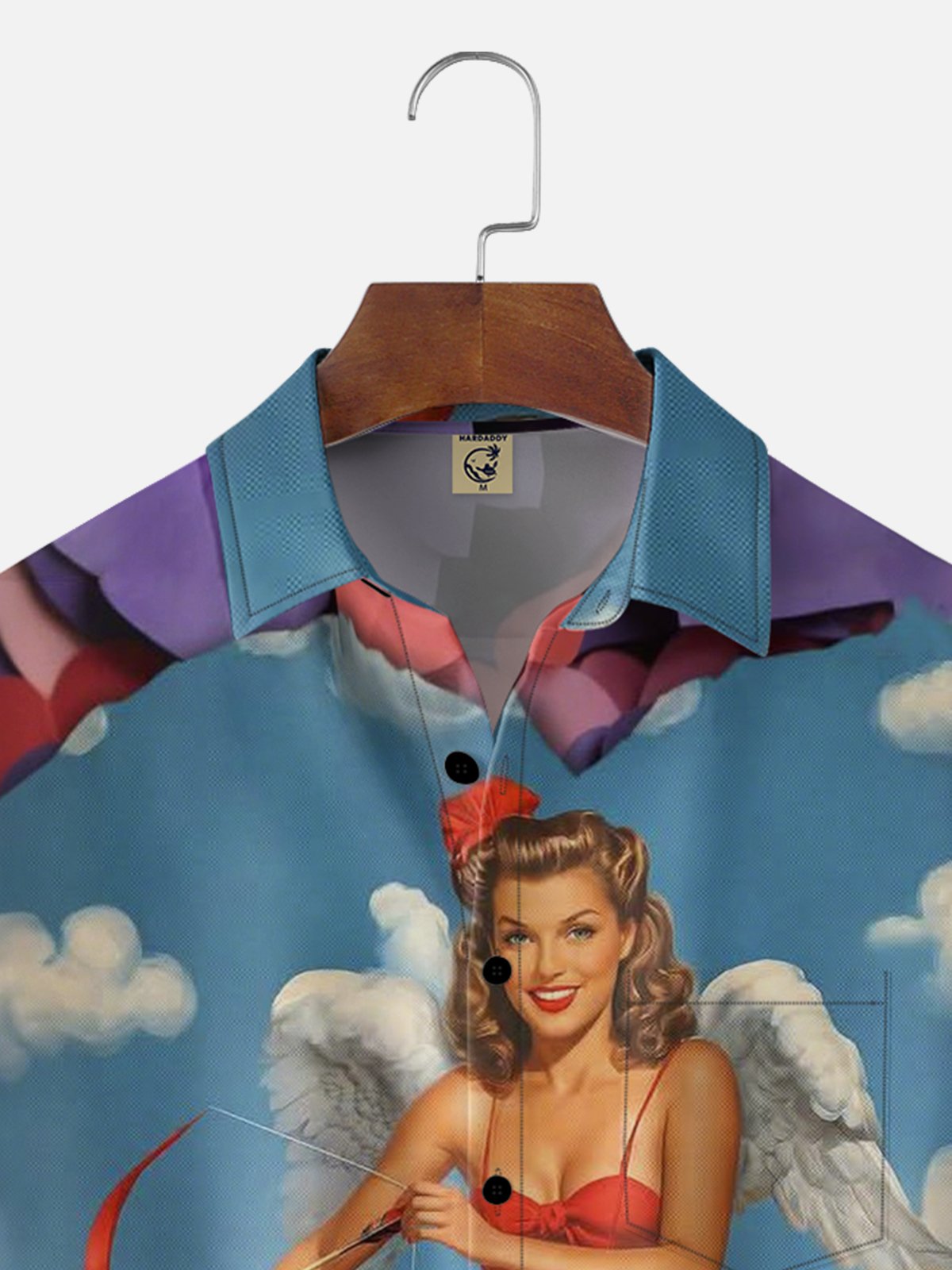 Moisture-wicking Valentine's Day Cupid's Beauty Heart Chest Pocket Casual Shirt