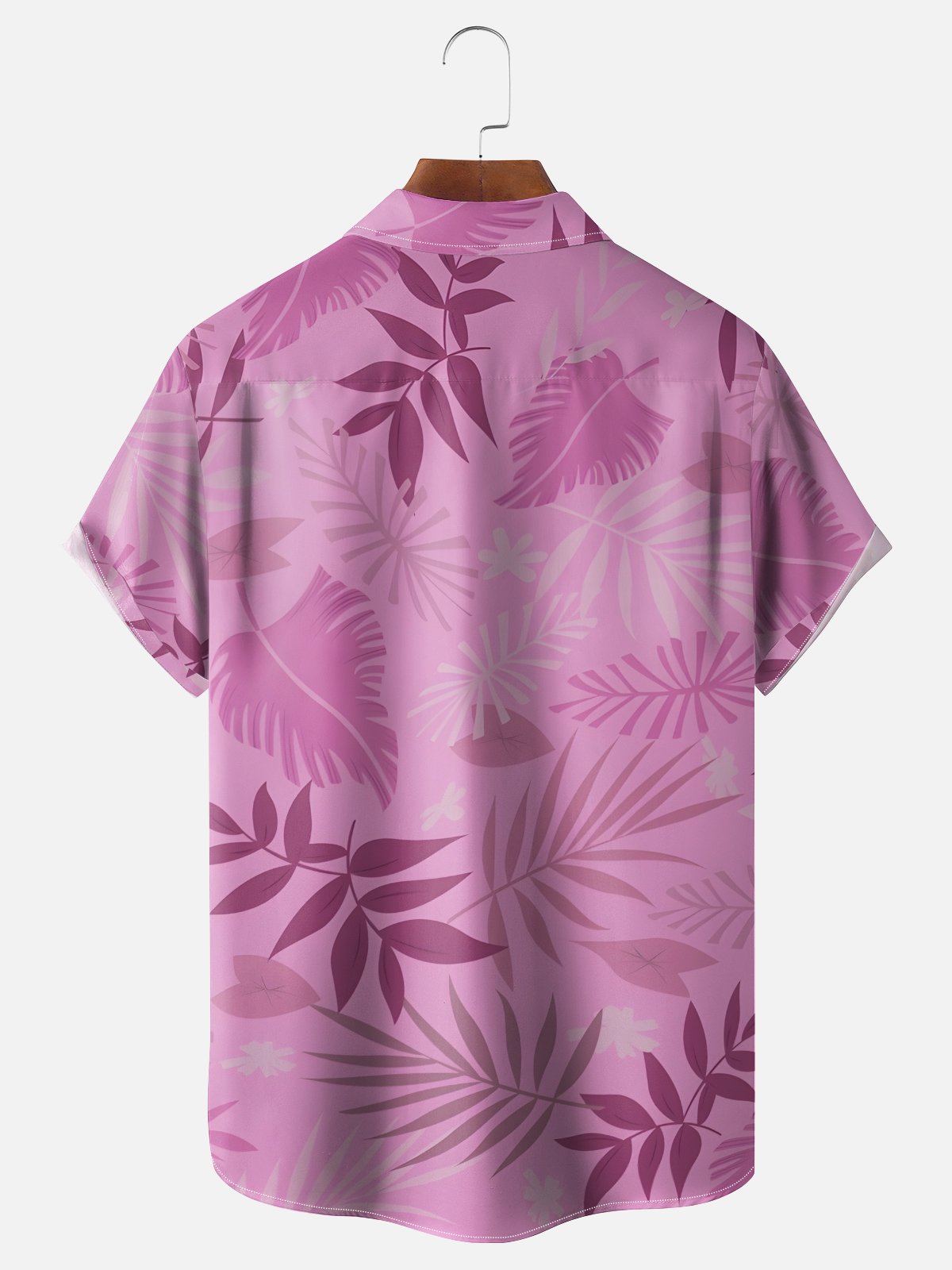 Moisture-wicking Tropical Leaf Holiday Red Fox Role Play Chest Pocket Hawaiian Shirt