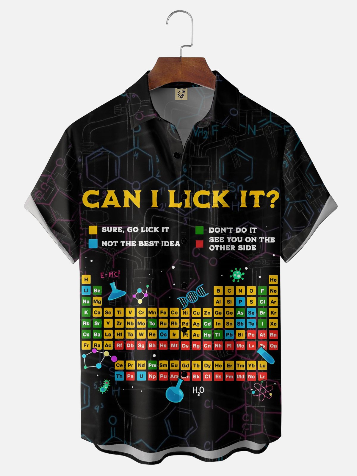 Moisture-wicking Can I Lick It Chemical Geek Chest Pocket Casual Shirt