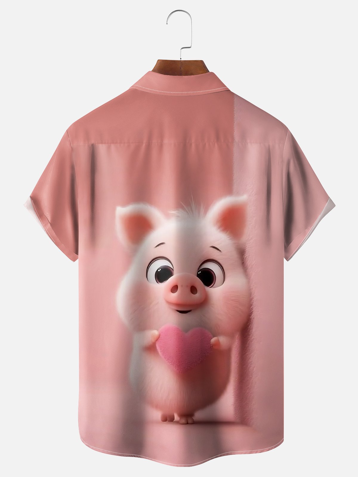 Moisture-wicking Valentine‘s Day Pig Heart Chest Pocket Casual Shirt