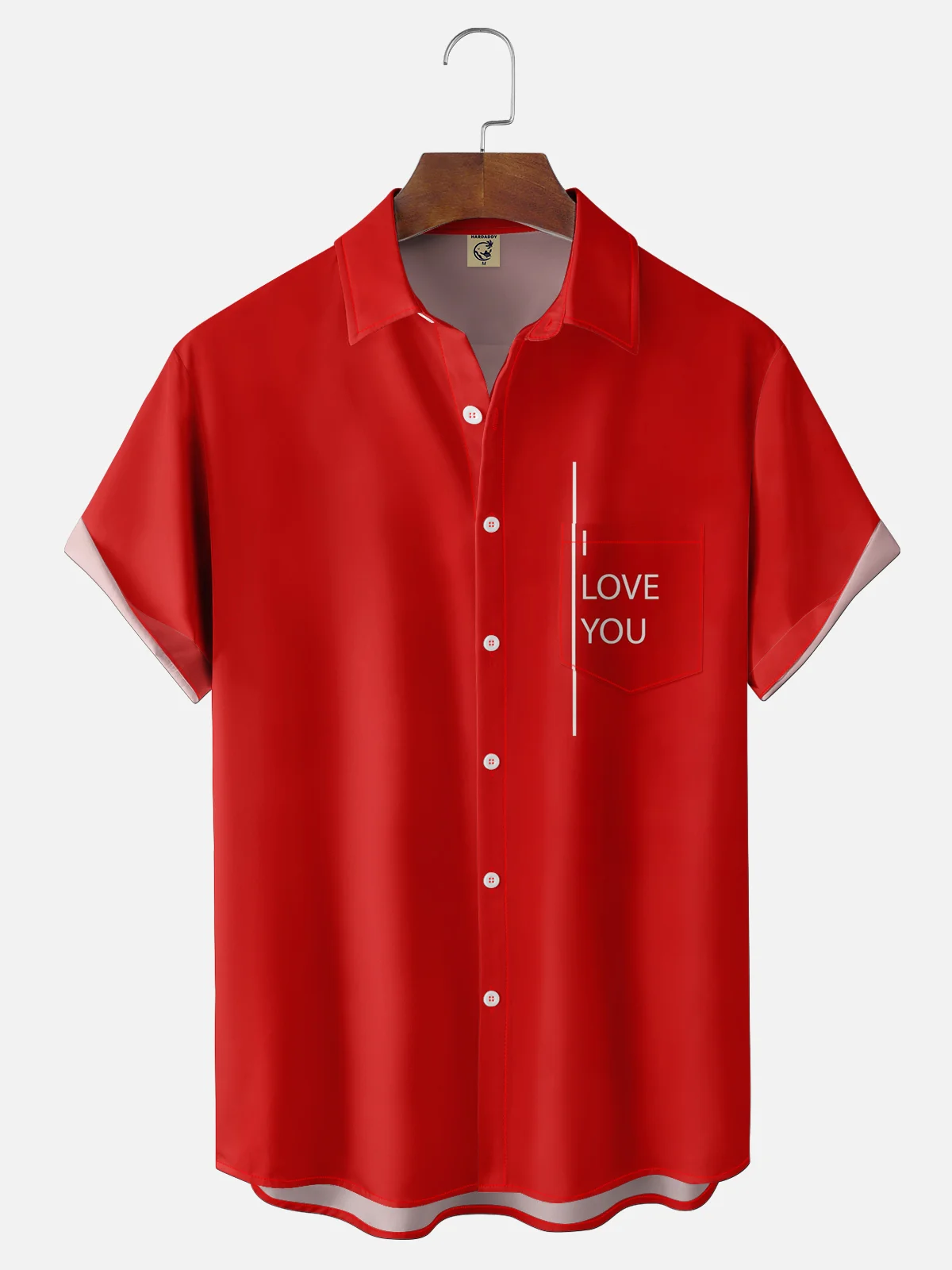 Moisture-wicking Valentine‘s Day I Love You Chest Pocket Casual Shirt