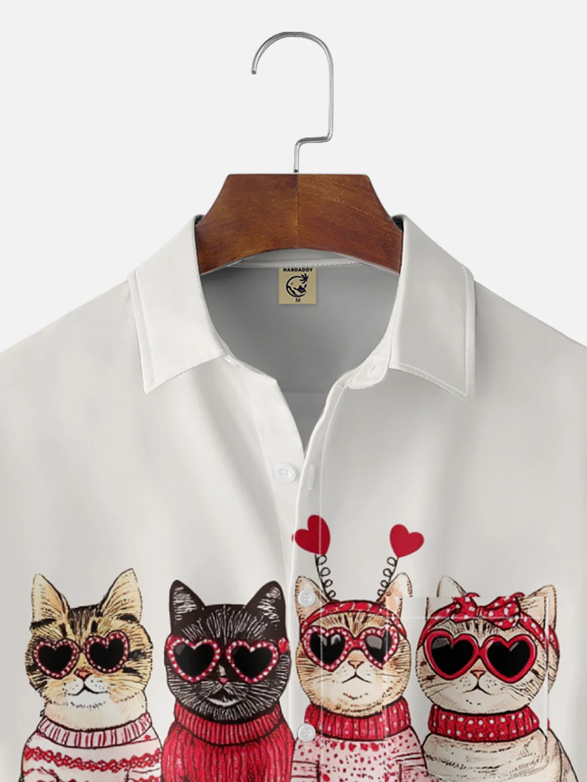 Moisture-wicking Happy Meowentine Cat Valentine's Day Chest Pocket Casual Shirt