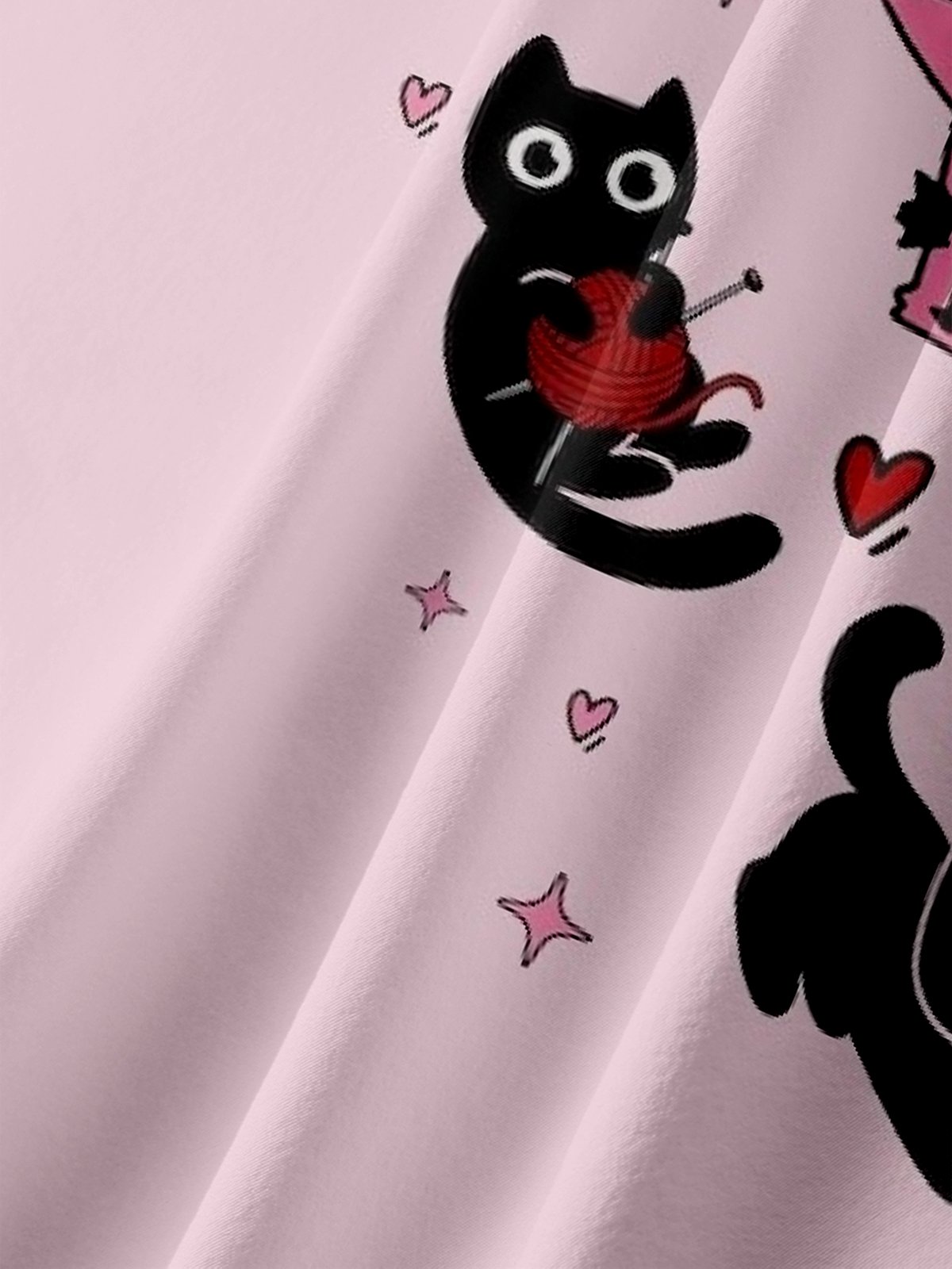 Moisture-wicking Valentine Cat Heart Chest Pocket Casual Shirt