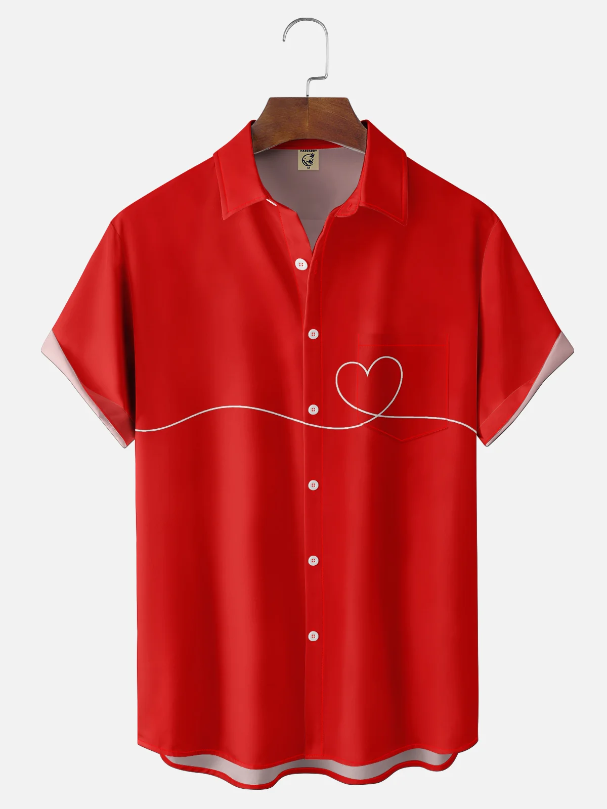 Moisture-wicking Valentine‘s Day Heart Chest Pocket Casual Shirt