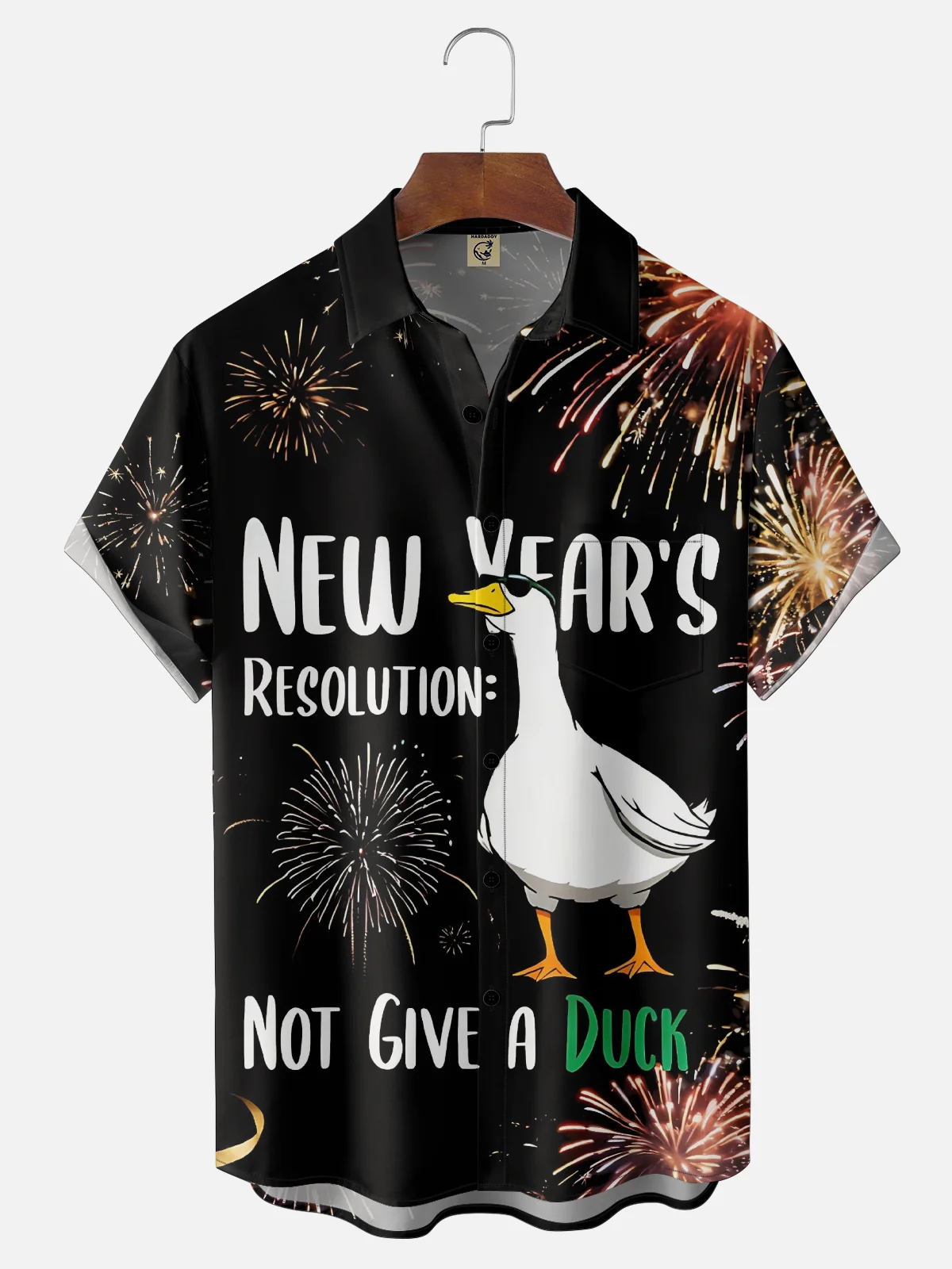 Moisture-wicking New Year Resolution Not Give A Duck Chest Pocket Casual Shirt