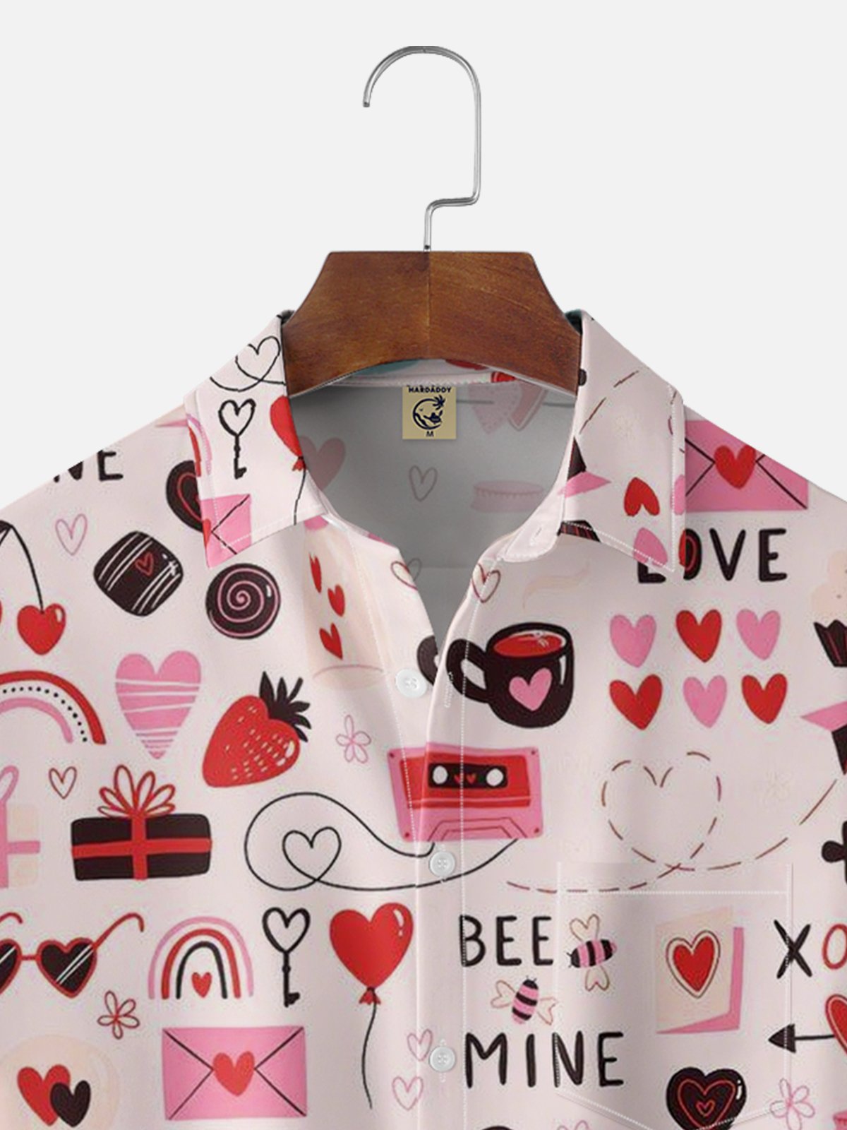 Moisture-wicking Valentine‘s Day Bee Mine Love Chest Pocket Casual Shirt