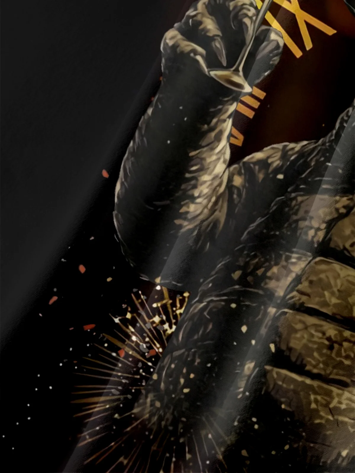 Moisture Wicking Happy New Year Gradient Fireworks Godzilla Glass Chest Pocket Holiday Shirt