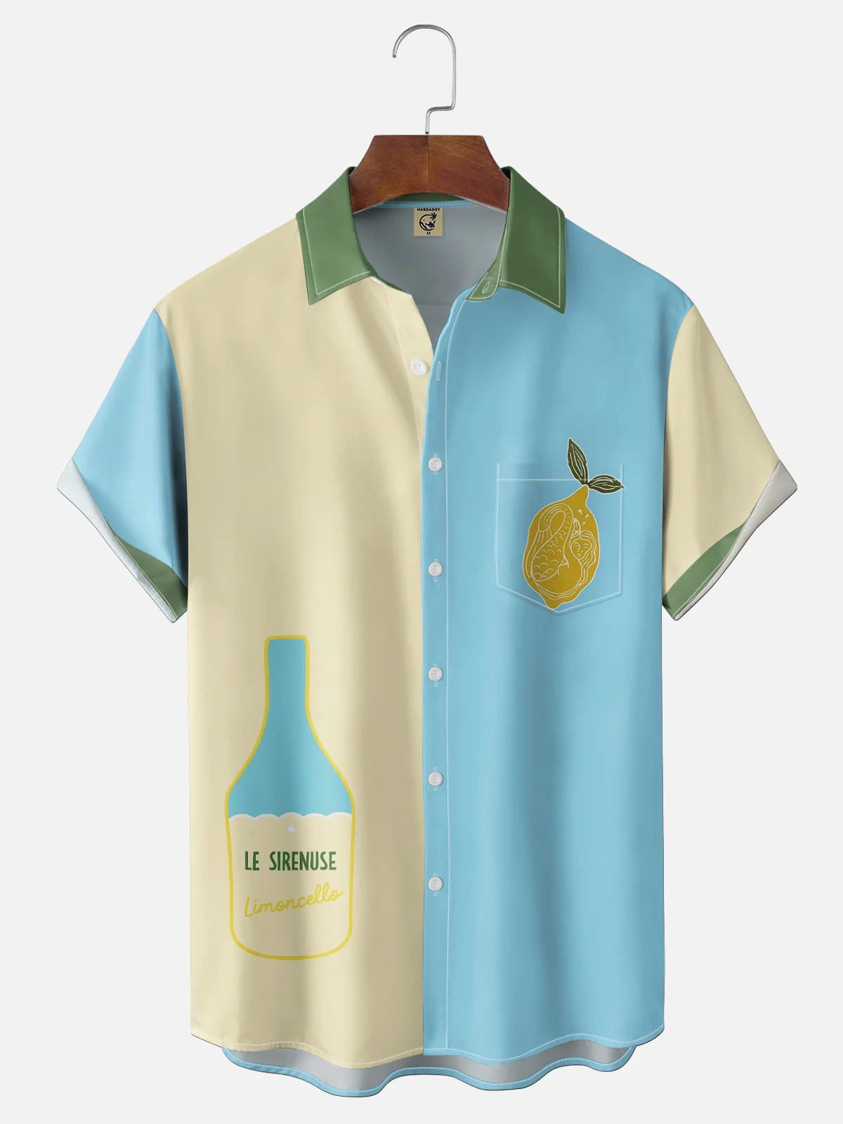 Moisture-wicking Lemon Cocktail Chest Pocket Hawaiian Shirt