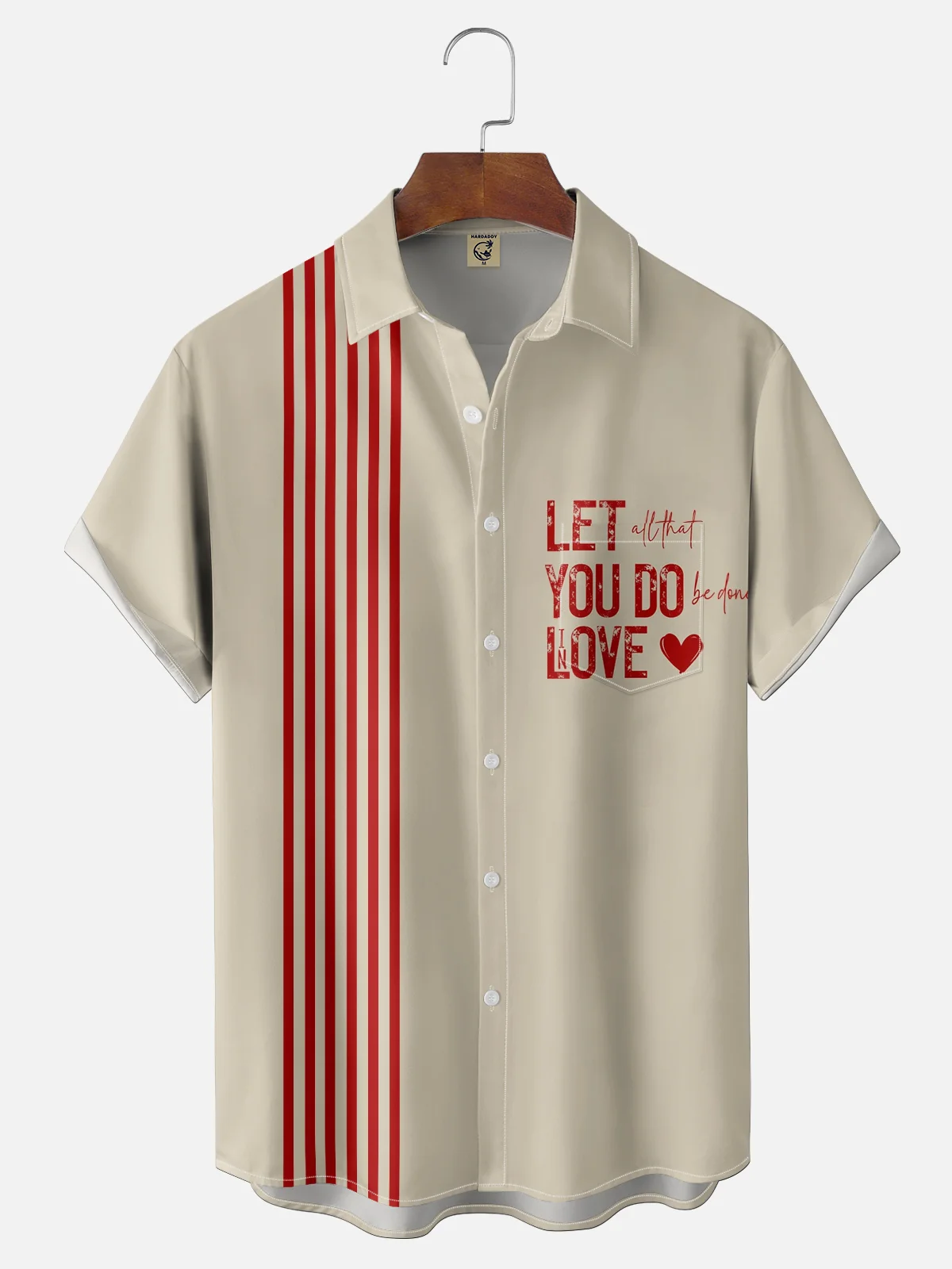 Moisture-wicking Valentine‘s Day Chest Pocket Casual Shirt
