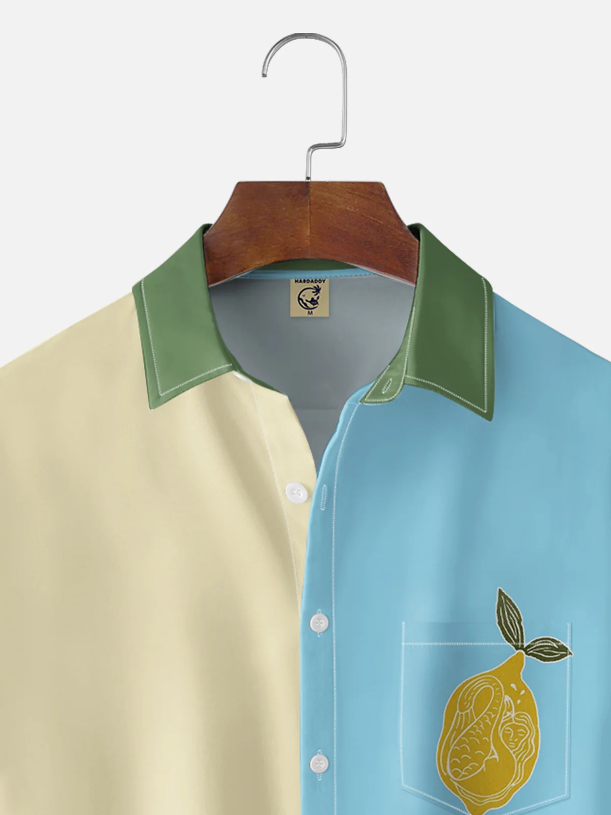 Moisture-wicking Lemon Cocktail Chest Pocket Hawaiian Shirt