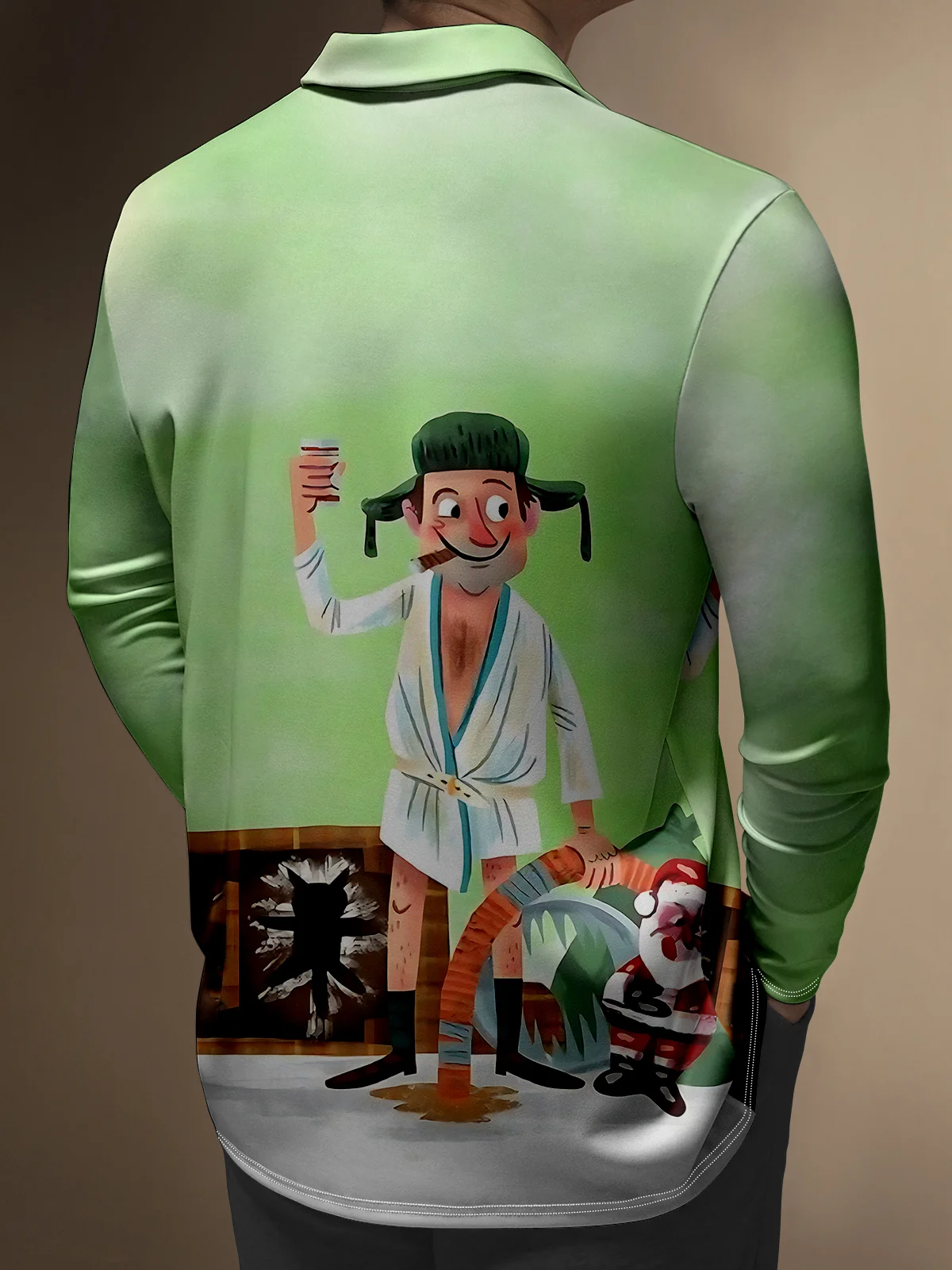 Moisture Wicking Crazy Christmas Vacation Eddie Long Sleeve Golf Polo