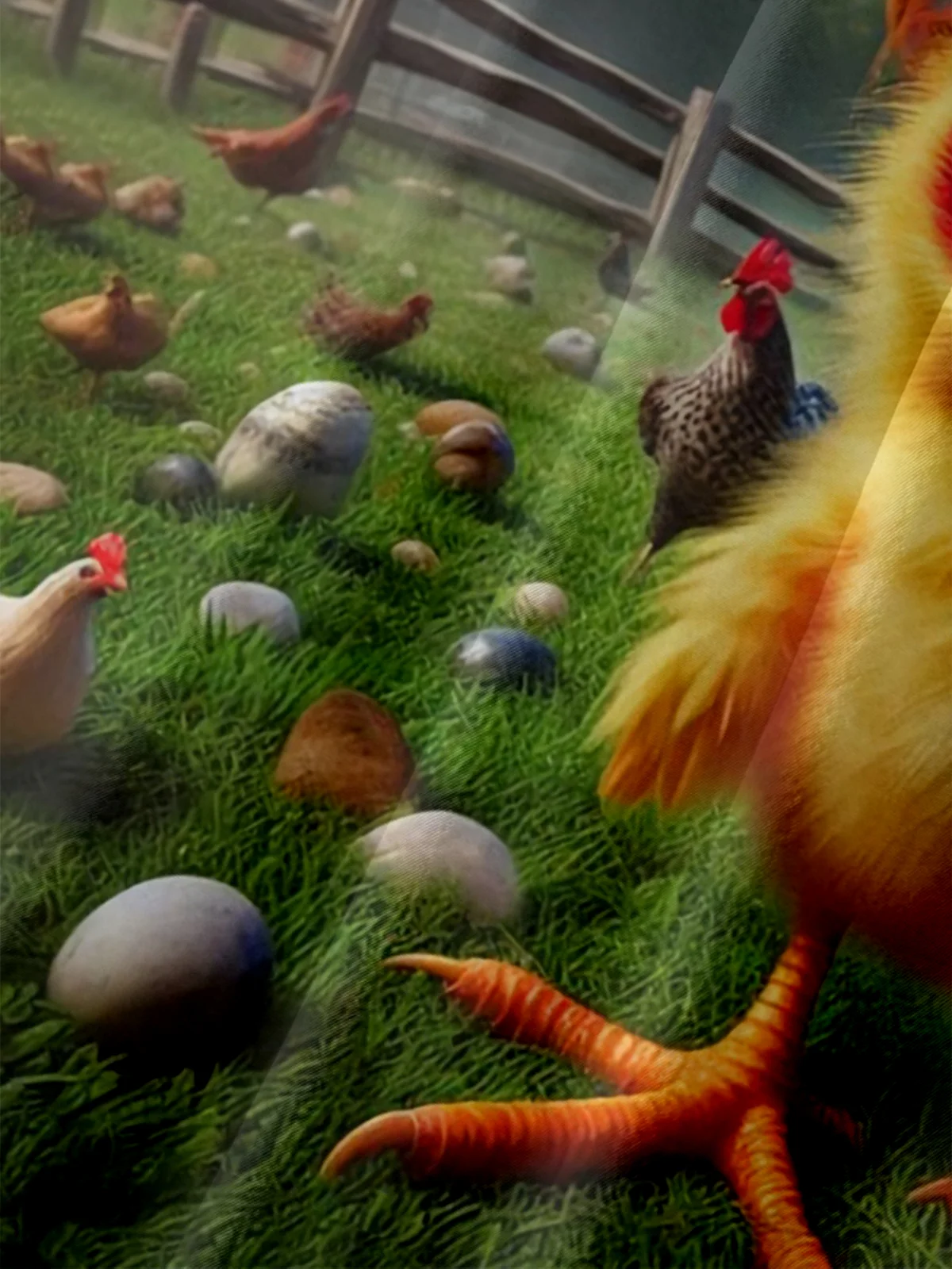 Moisture-wicking Big-Eyed Chicken Playful Print Chest Pocket Hawaiian Shirt