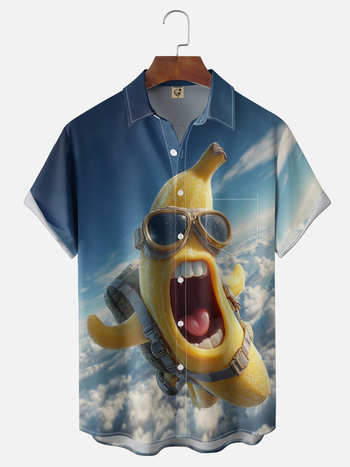 Moisture-wicking Banana Parachute Funky Chest Pocket Hawaiian Shirt