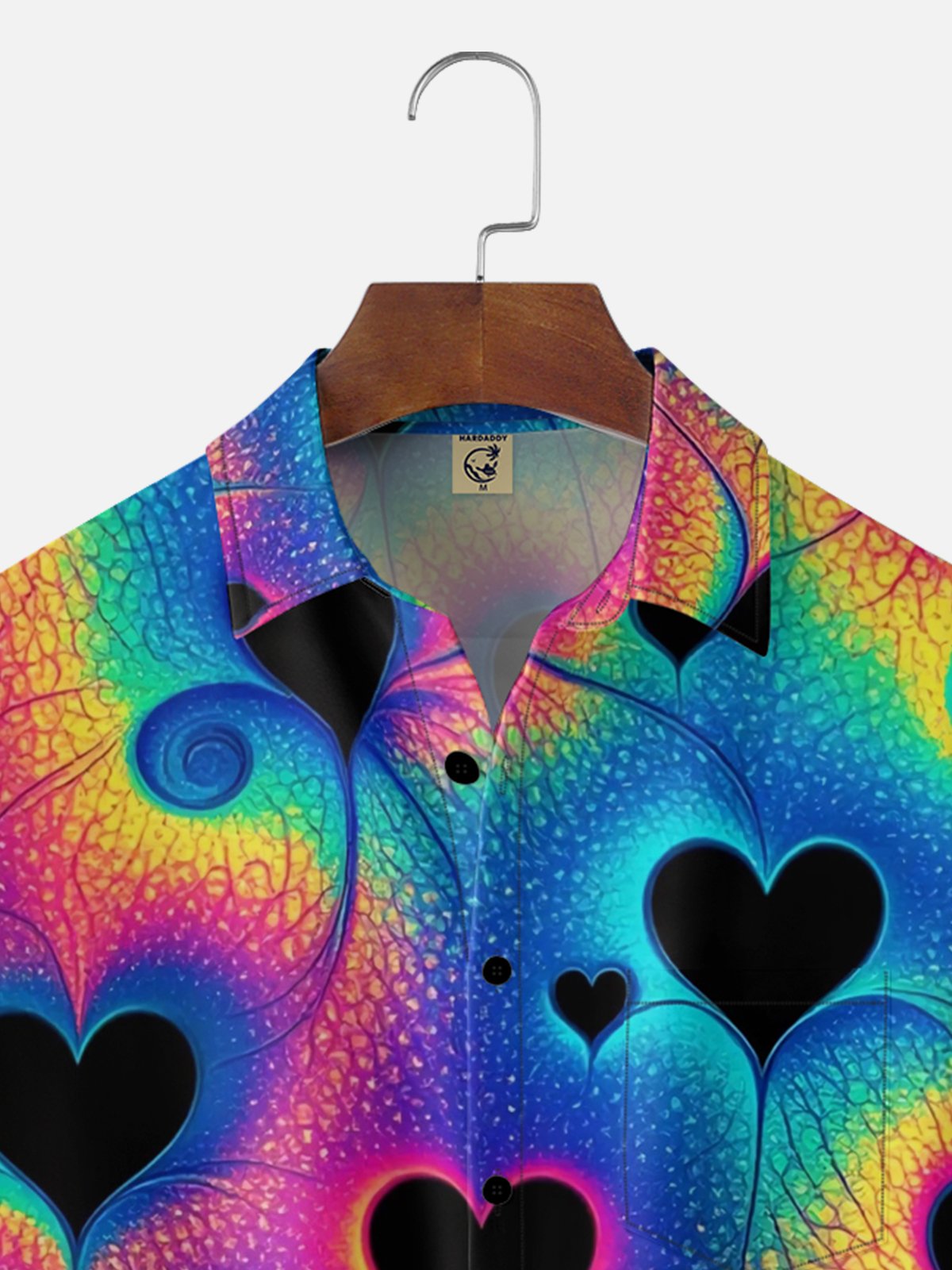 Moisture Wicking Valentine's Day Gradient Heart Chest Pocket Holiday Hawaiian Shirt