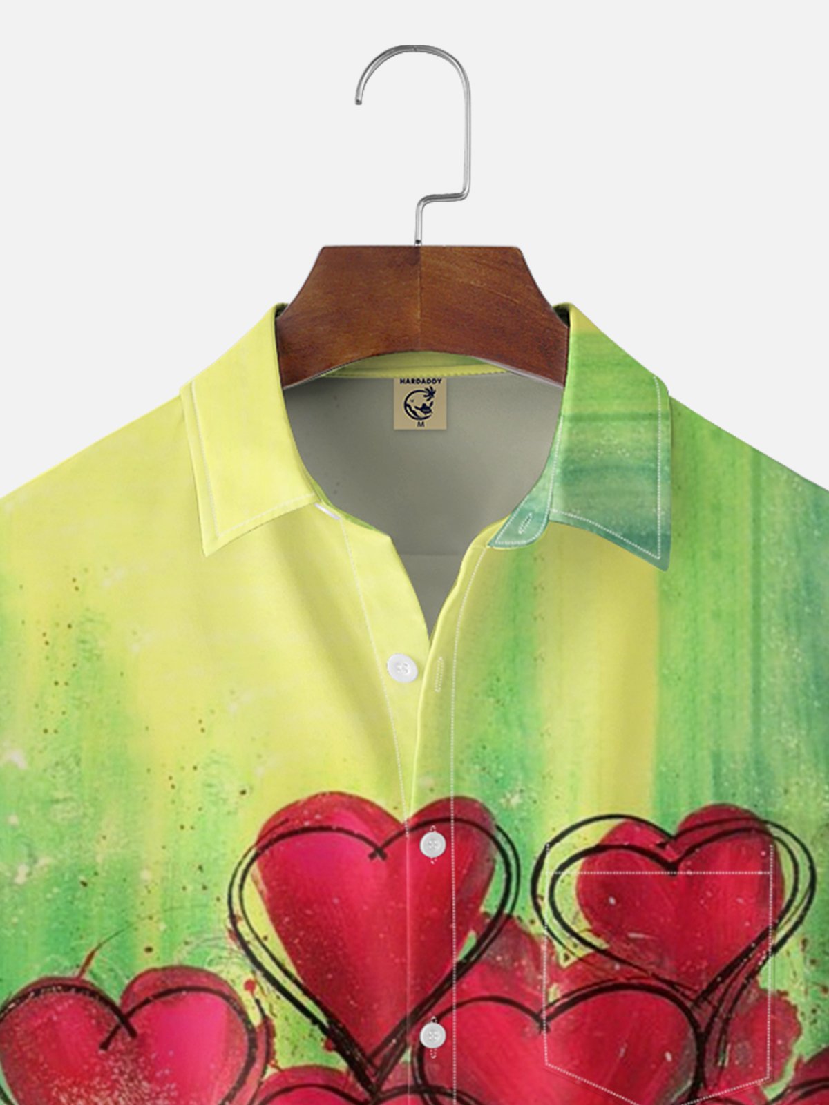Moisture-wicking Valentine's Day Fun Heart Art Chest Pocket Casual Shirt