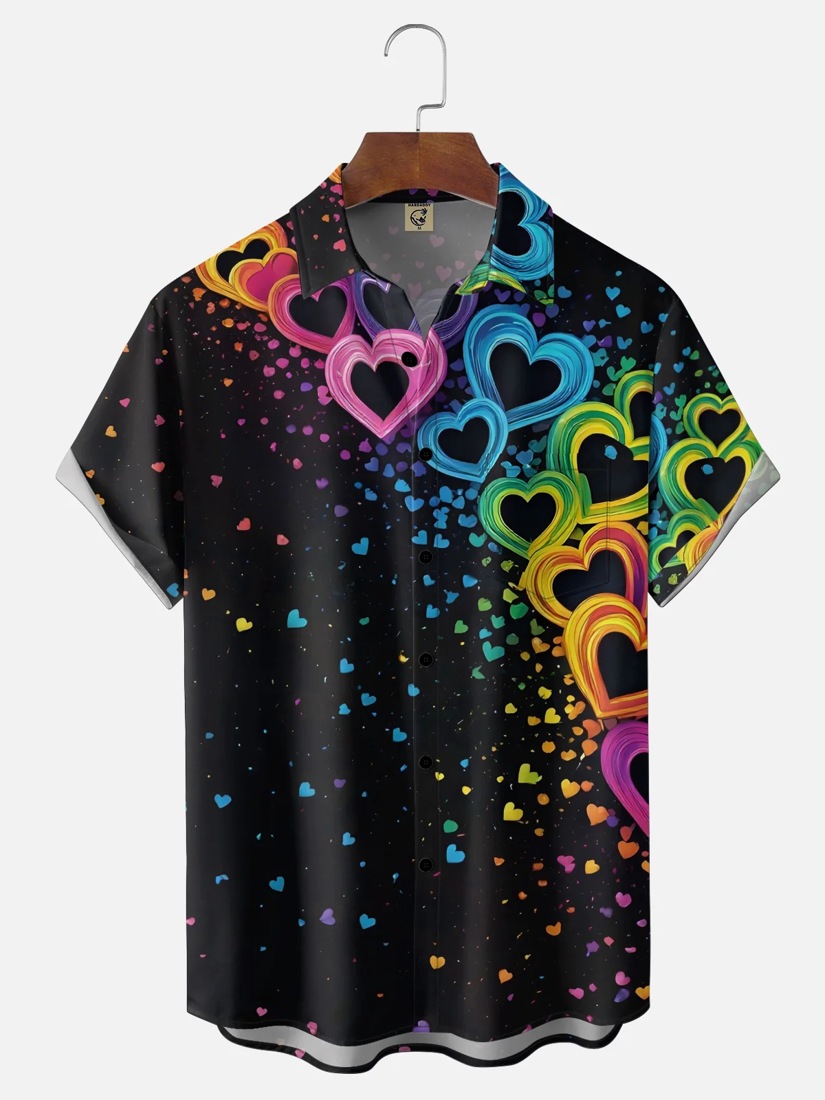 Moisture Wicking Valentine's Day Heart Chest Pocket Holiday Hawaiian Shirt