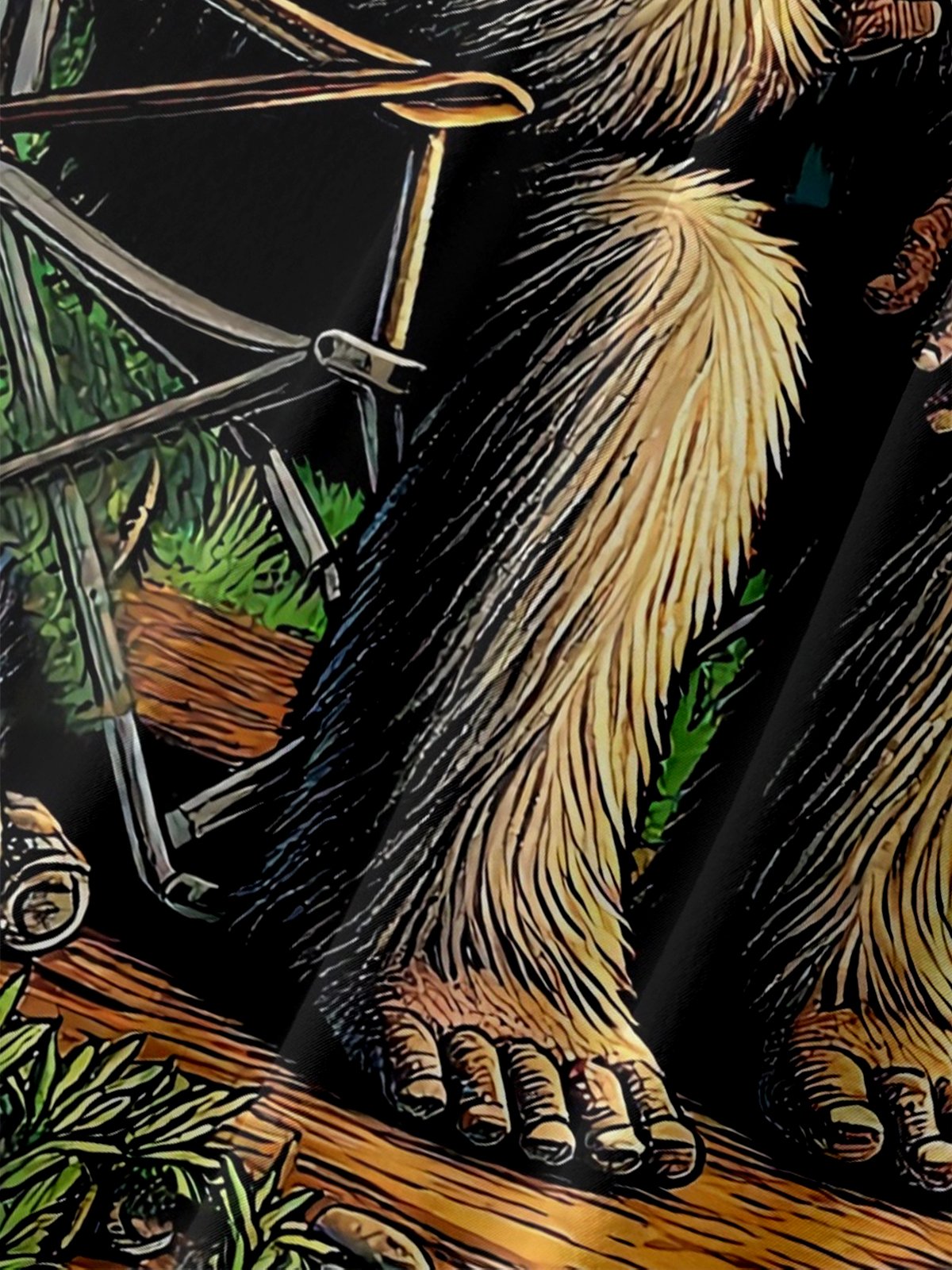 Moisture-wicking Bigfoot Camping Roast Marshmallows Chest Pocket Hawaiian Shirt