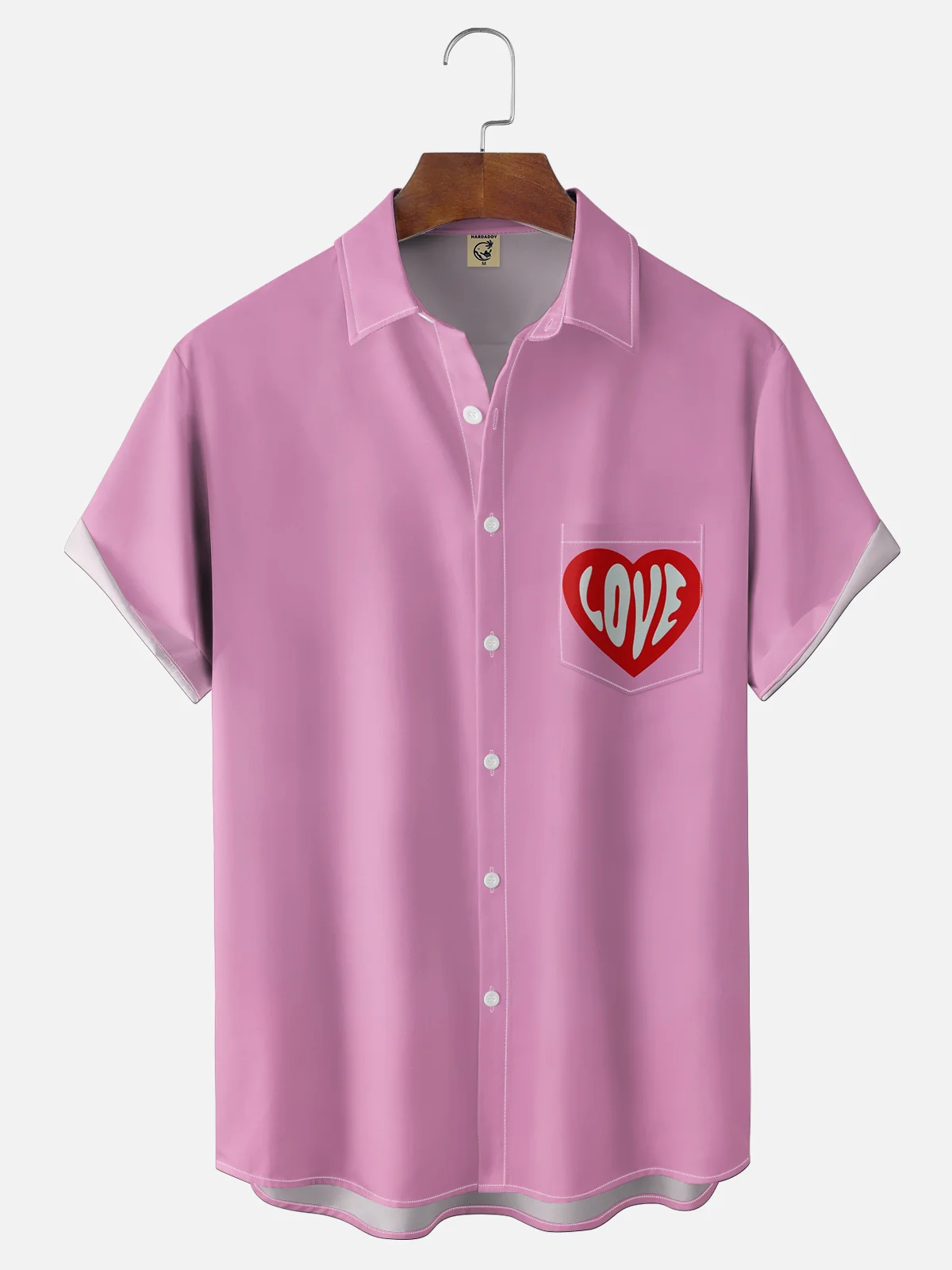Moisture-wicking Valentine‘s Day Heart Love Chest Pocket Casual Shirt