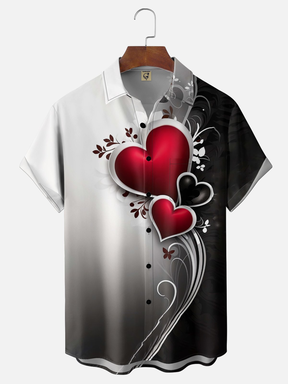 Moisture Wicking Valentine's Day Heart Chest Pocket Holiday Hawaiian Shirt