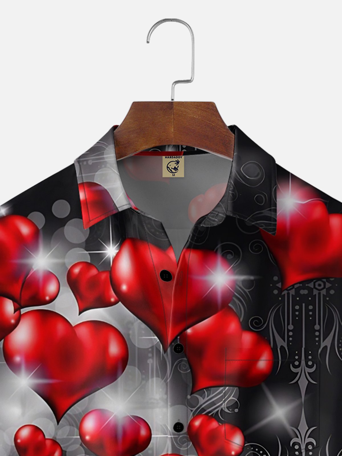Moisture Wicking Valentine's Day Heart Chest Pocket Holiday Hawaiian Shirt