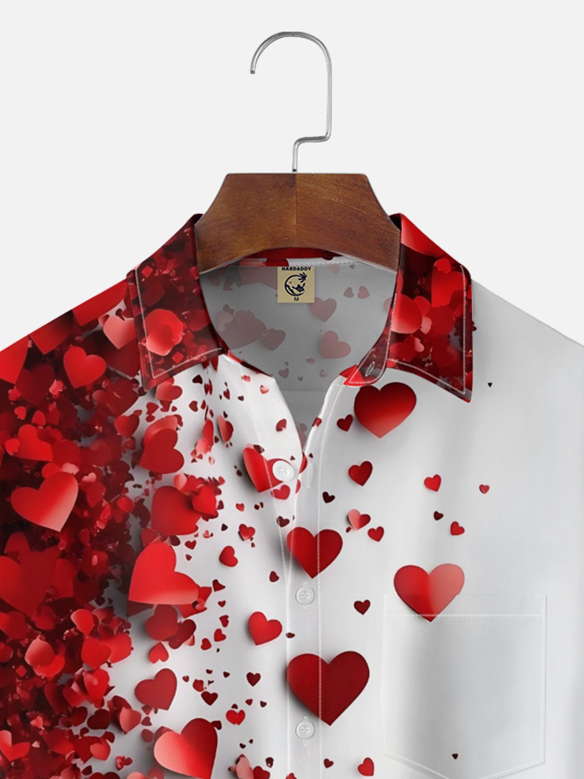 Moisture Wicking Gradient Abstract Valentine's Day Heart Chest Pocket Holiday Shirt