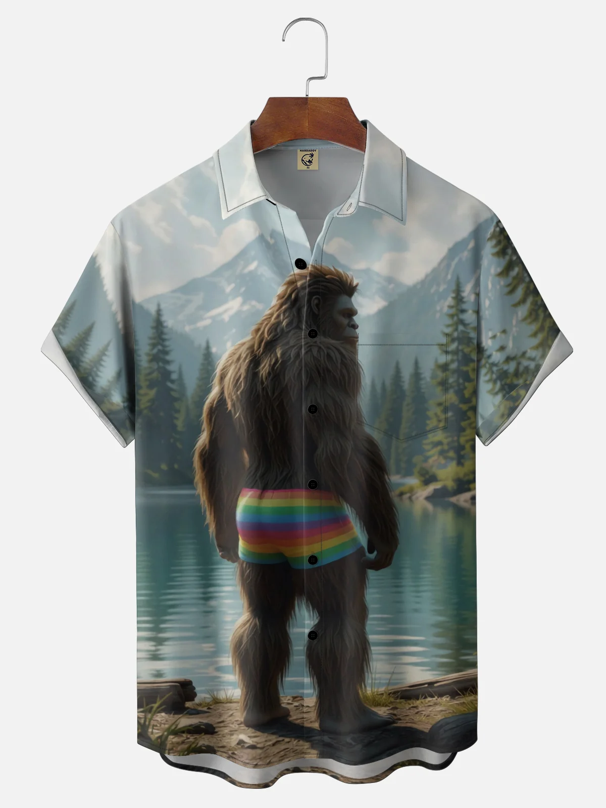 Moisture-wicking Sexy Bigfoot Parody Chest Pocket Hawaiian Shirt