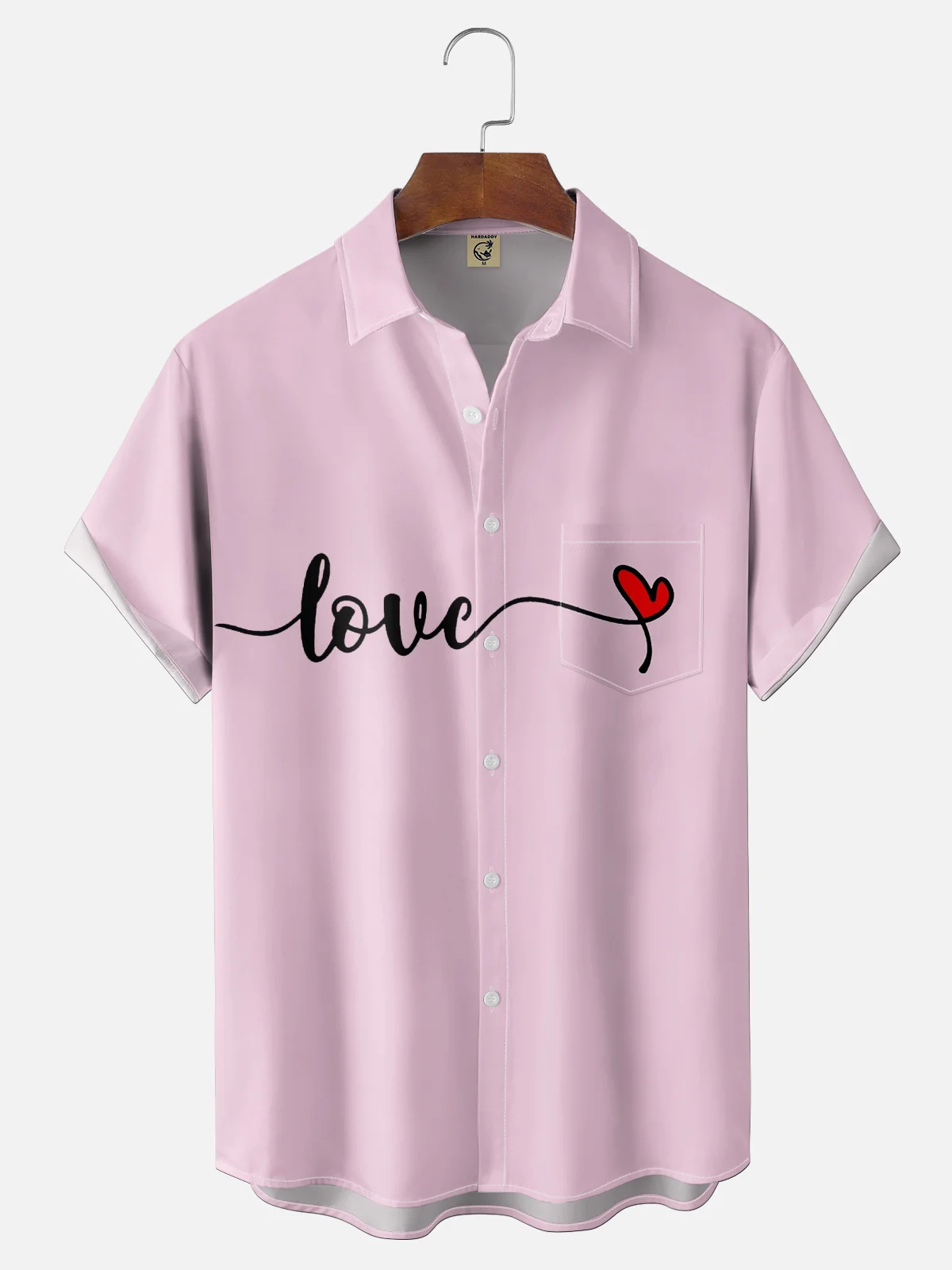 Moisture-wicking Valentine‘s Day Love Chest Pocket Casual Shirt