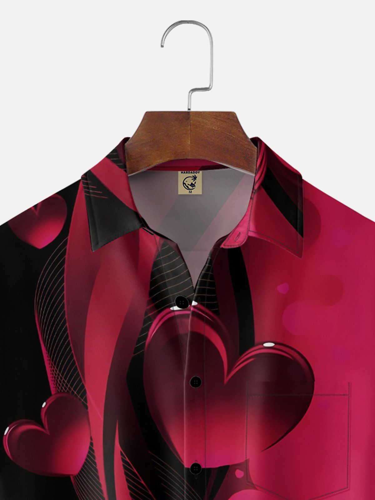 Moisture Wicking Gradient Abstract Valentine's Day Heart Chest Pocket Holiday Shirt
