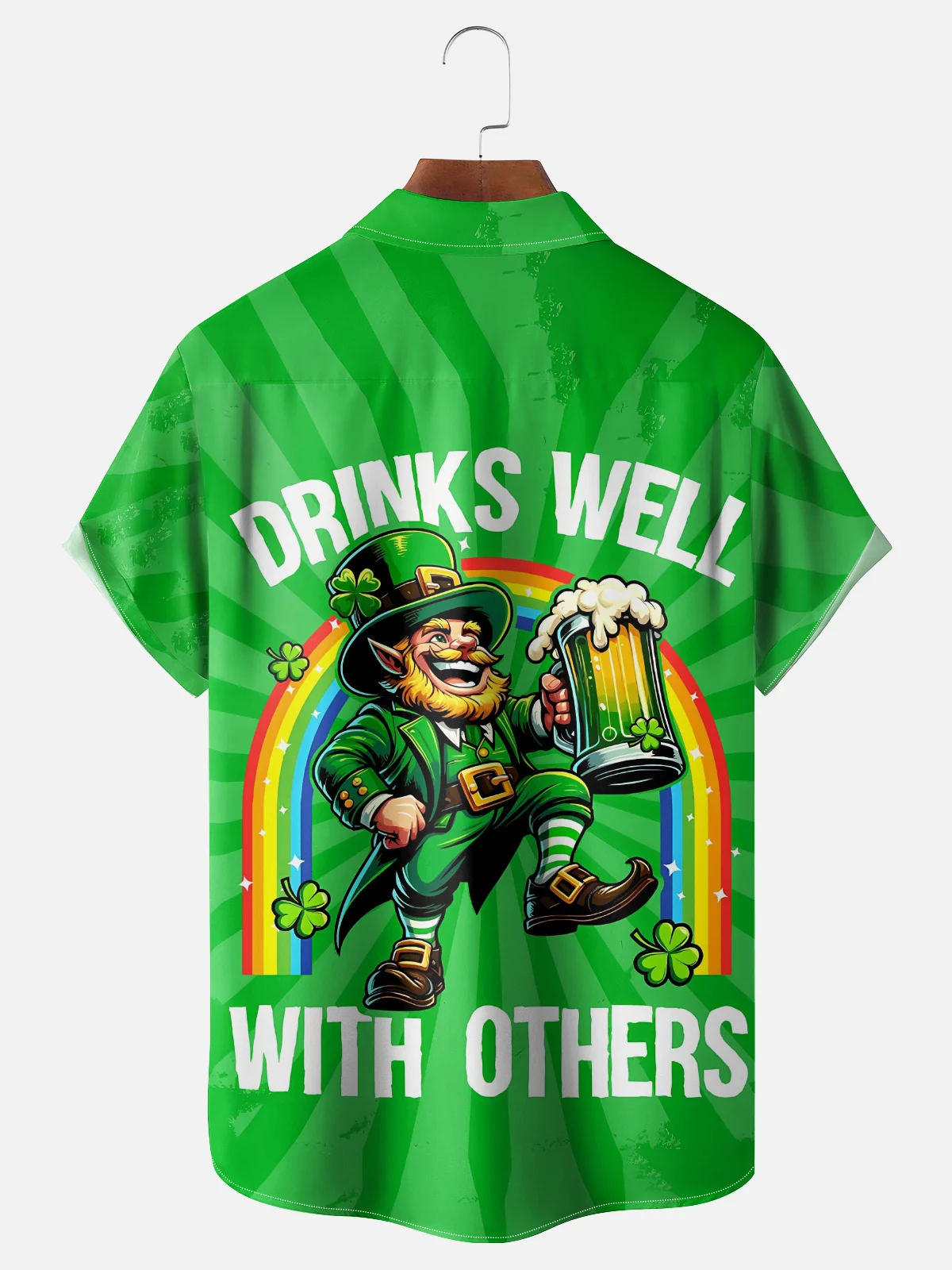 Moisture Wicking St. Patrick's Dwarf Beer Chest Pocket Holiday Hawaiian Shirt