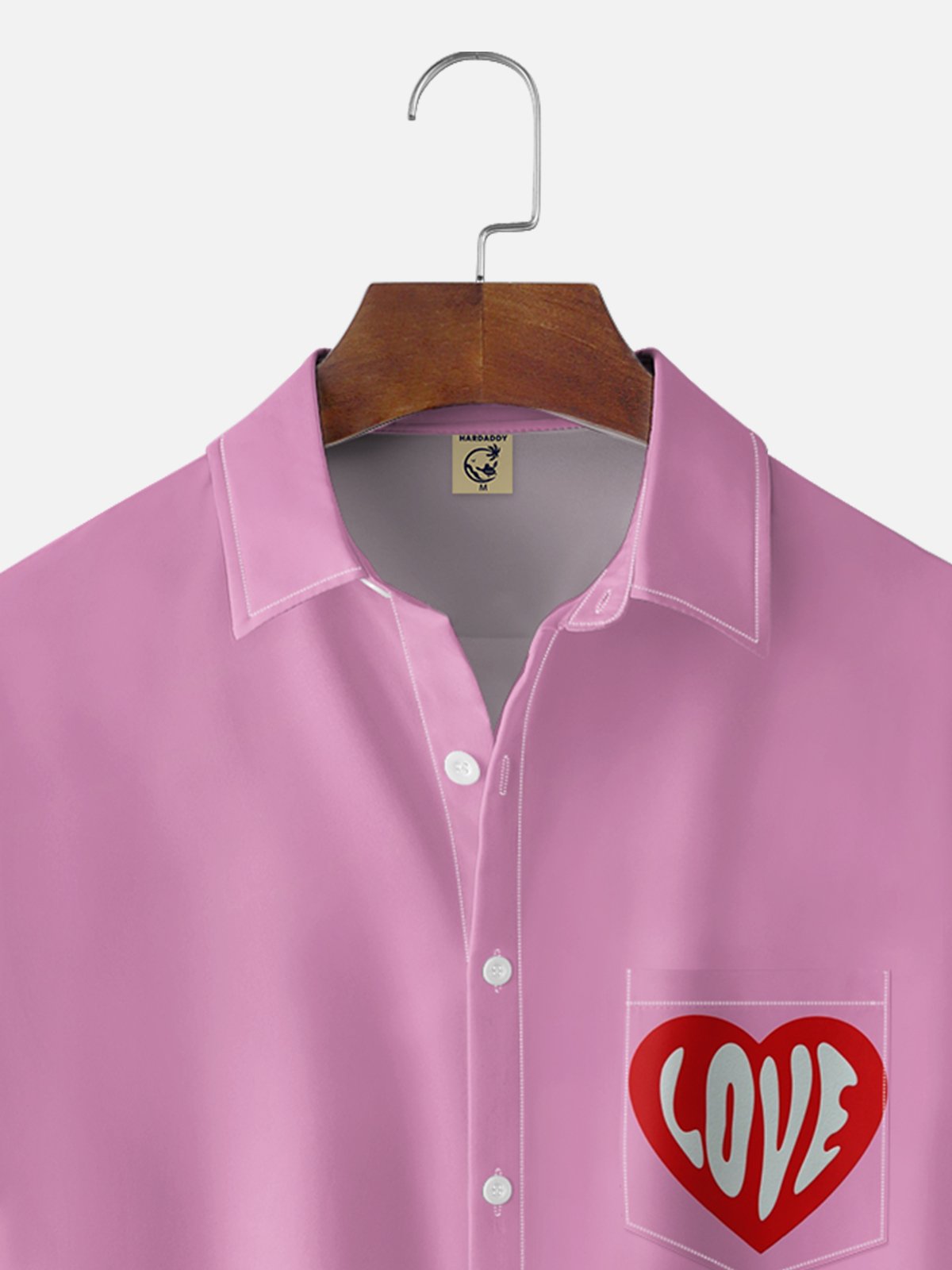 Moisture-wicking Valentine‘s Day Heart Love Chest Pocket Casual Shirt