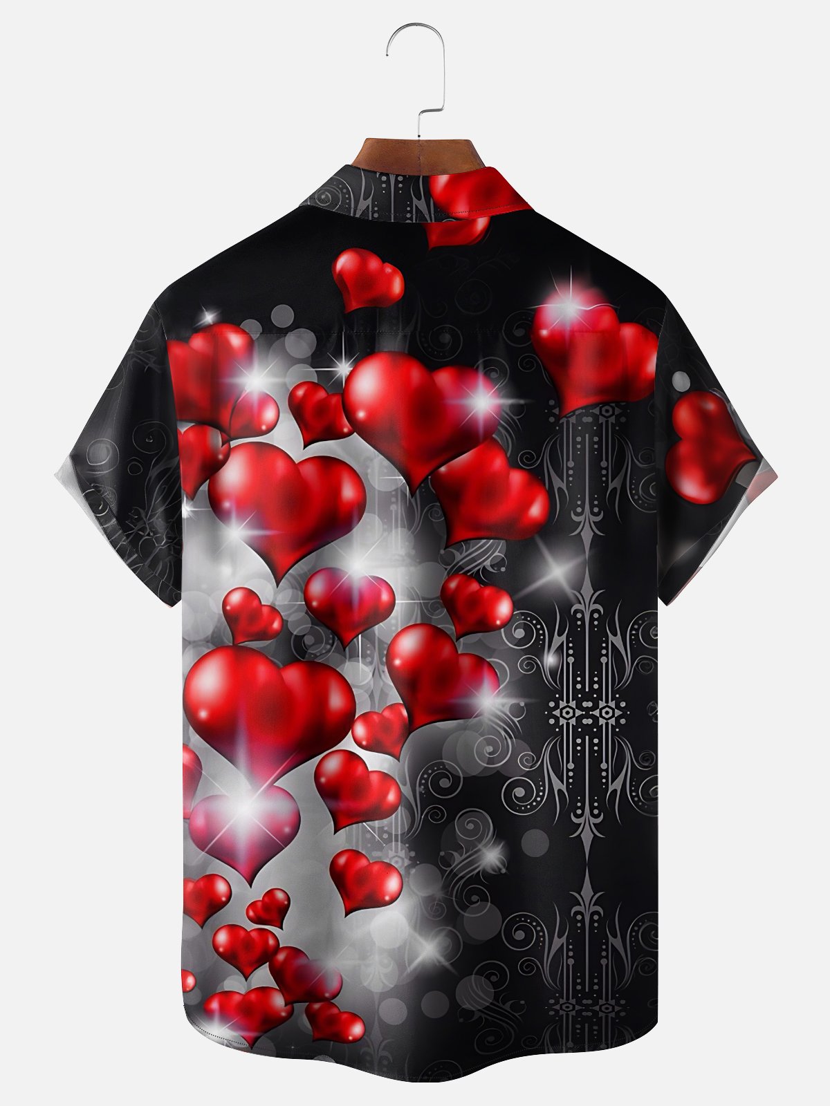 Moisture Wicking Valentine's Day Heart Chest Pocket Holiday Hawaiian Shirt