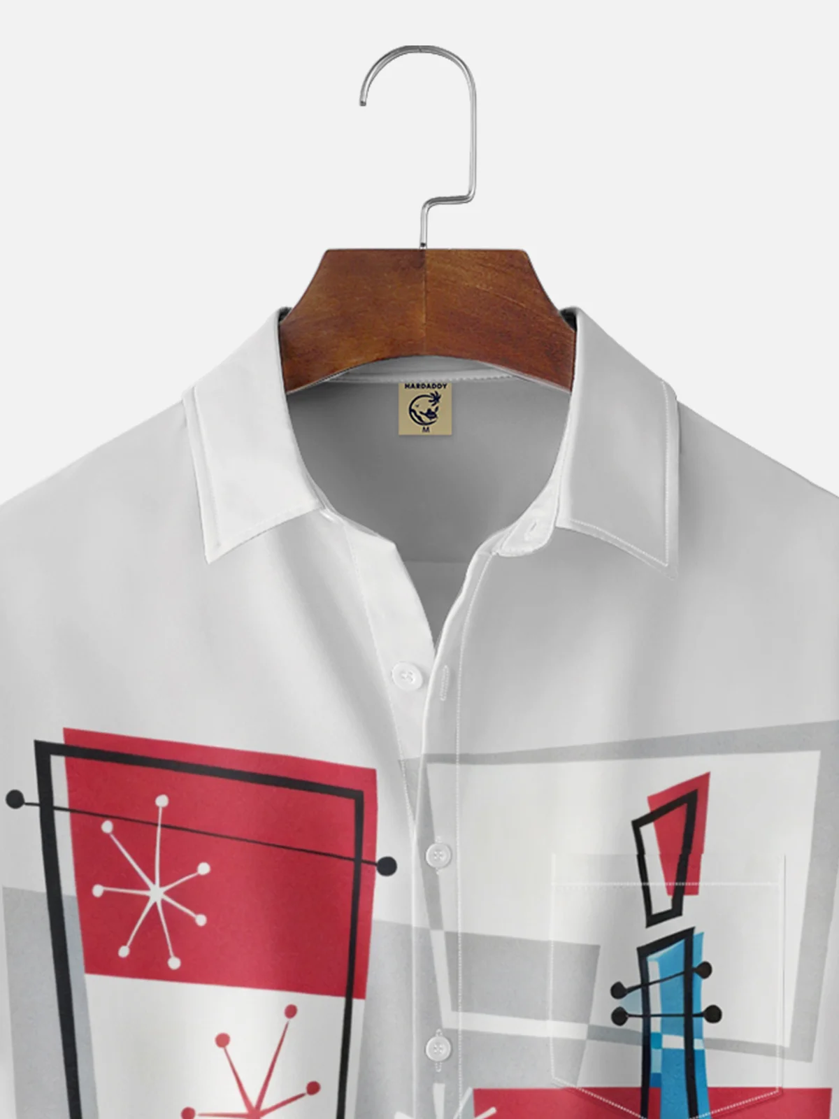 Moisture-wicking Mid-century Geomatric Cocktail Chest Pocket Hawaiian Shirt