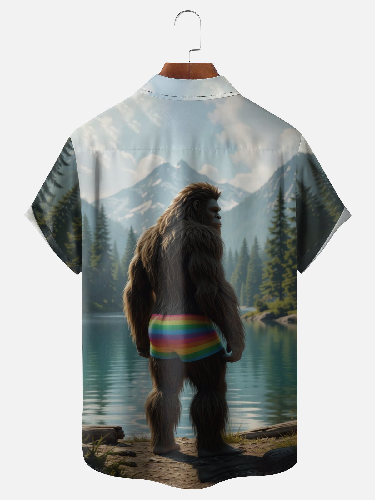 Moisture-wicking Sexy Bigfoot Parody Chest Pocket Hawaiian Shirt
