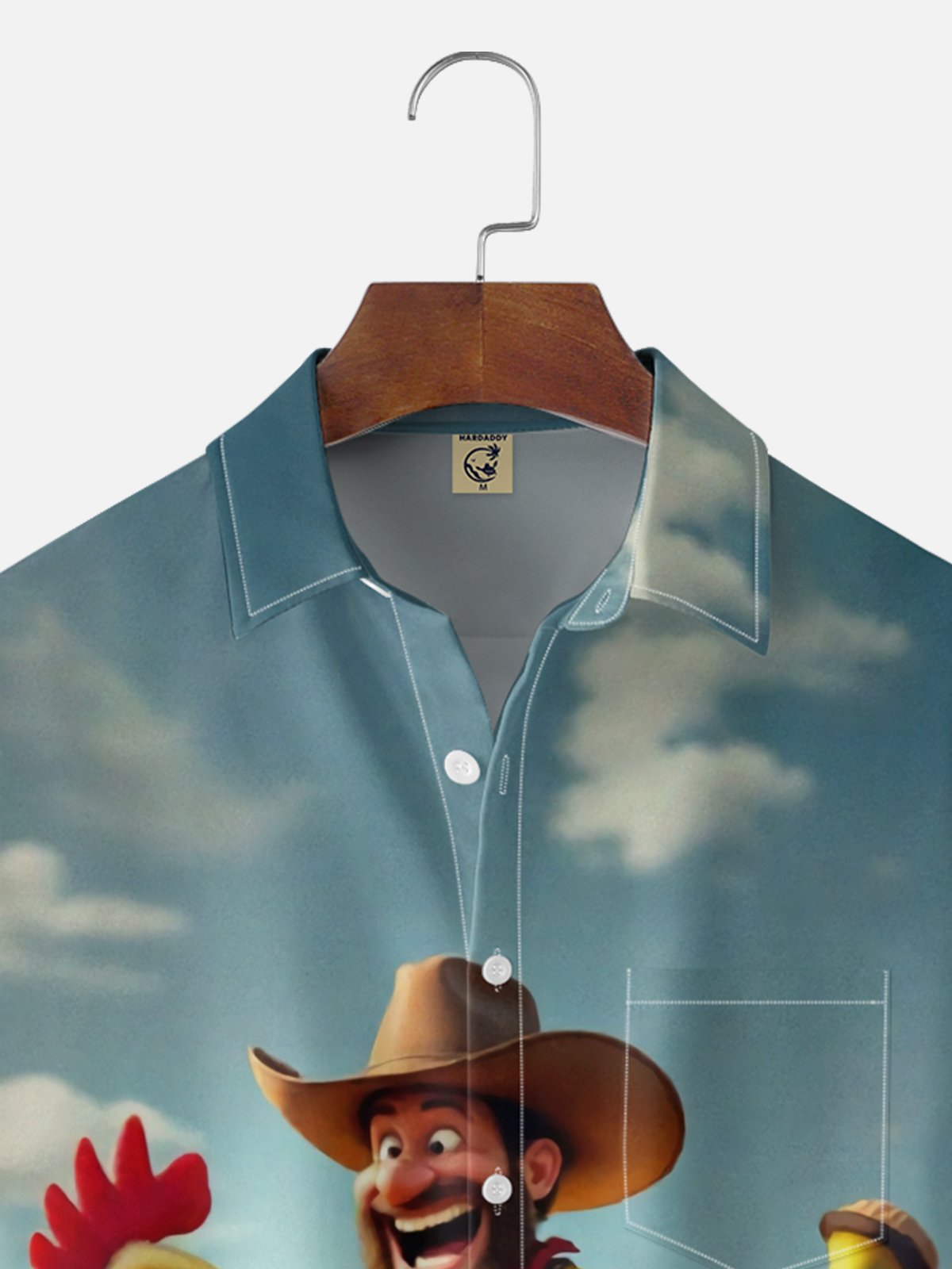 Moisture-wicking Banana Chicken Denim Funky Chest Pocket Hawaiian Shirt