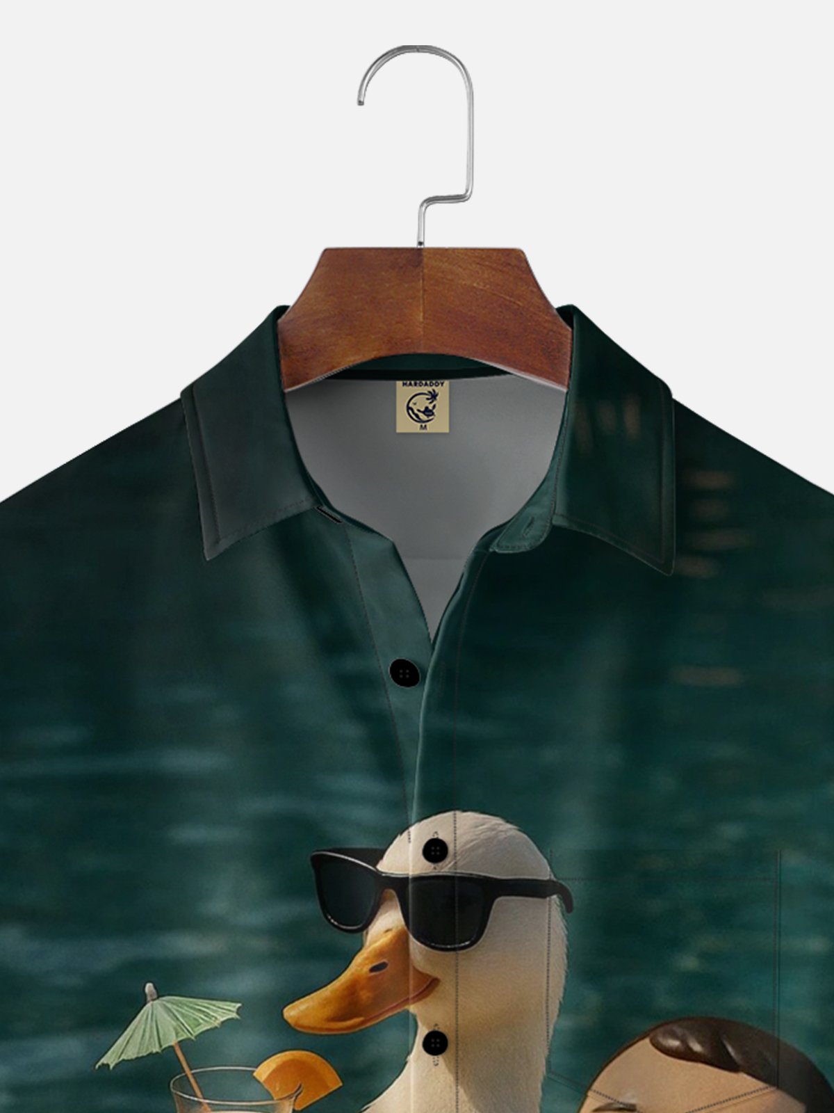 Moisture-wicking Duck Poolside Cocktail Playful Chest Pocket Hawaiian Shirt