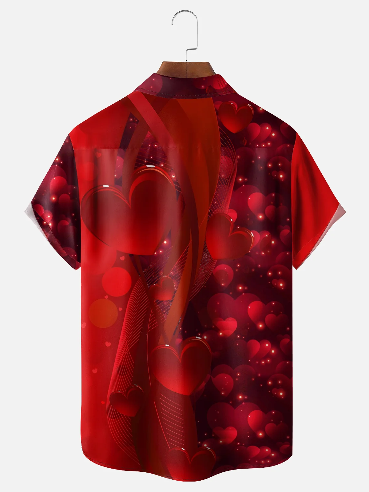 Moisture Wicking Valentine's Day Heart Chest Pocket Holiday Hawaiian Shirt